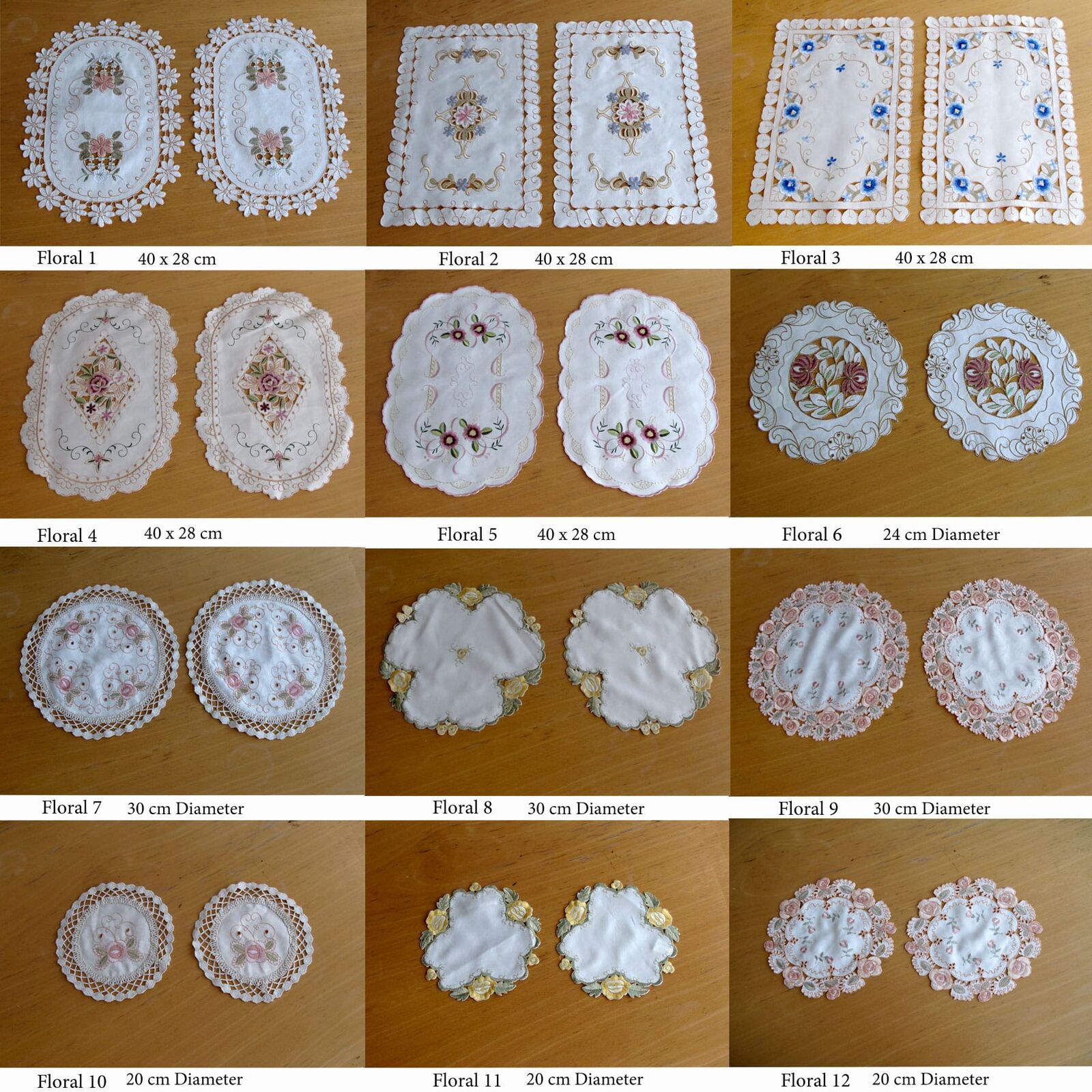 Set of 2 Embroidered Doilies Floral 8 Price