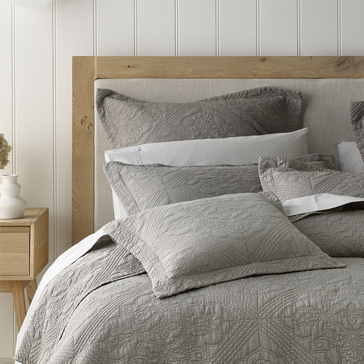 Bianca Zaria Taupe Embroidered Bedspread Set Queen Price