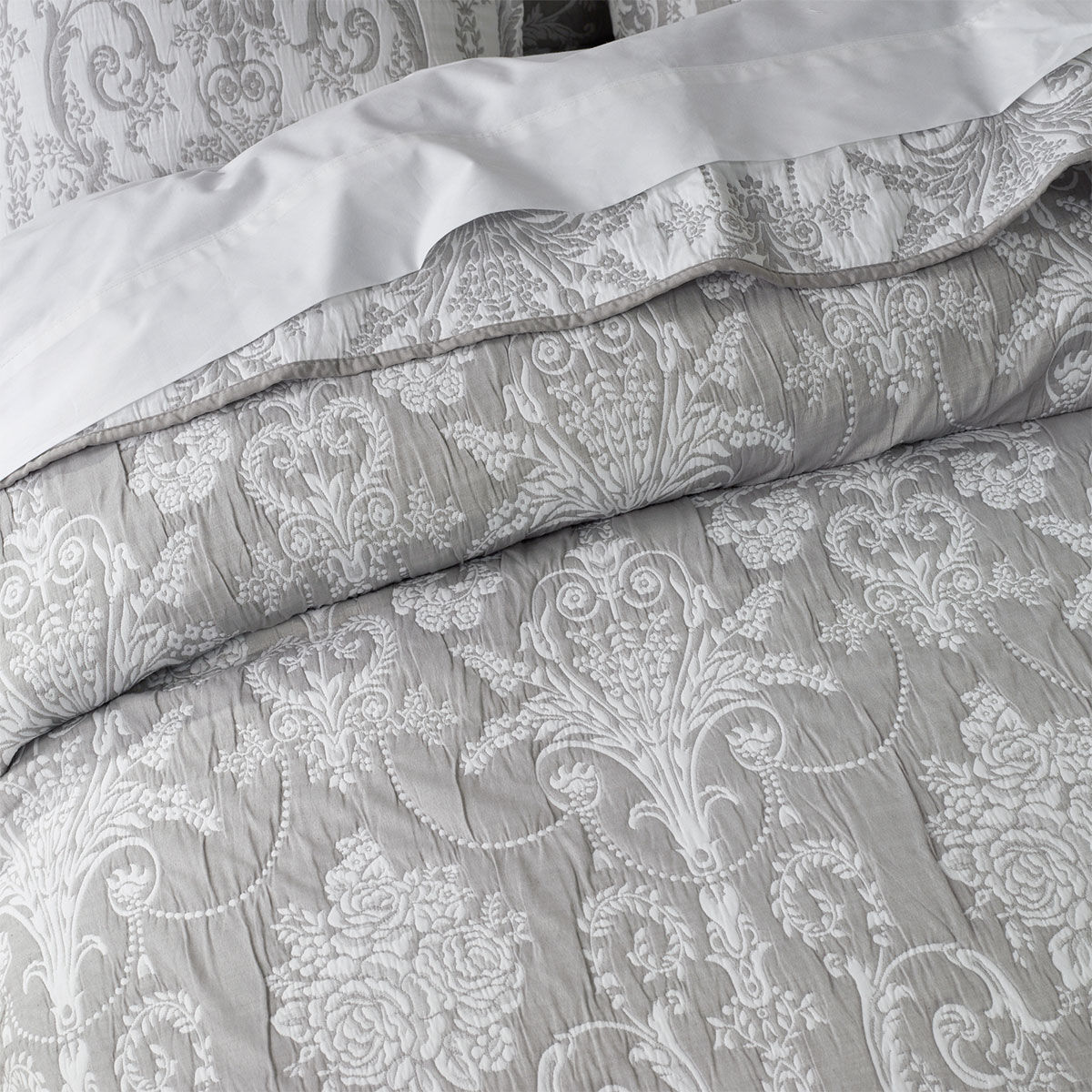 Bianca Olivia Grey Polyester Cotton Jacquard Coverlet Set Queen/King Price