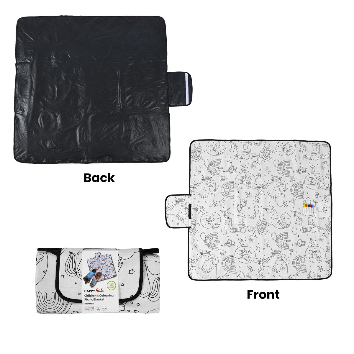 Happy Kids Dream Big Colour Me In Picnic Blanket 125 x 125 cm Price