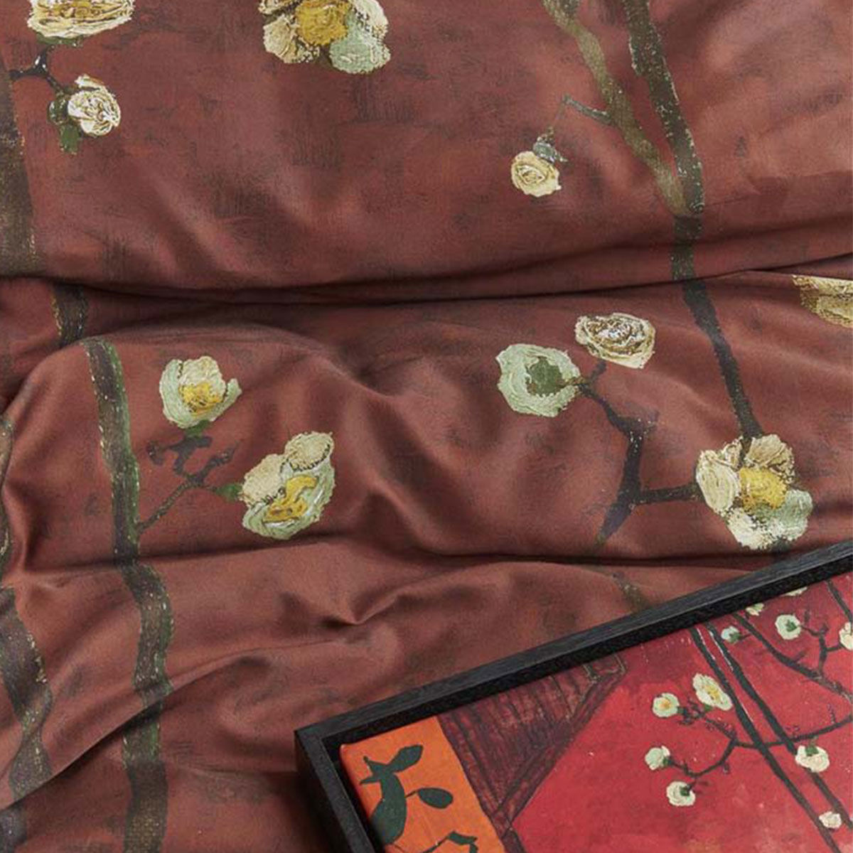 Bedding House Van Gogh Plum Blossoms Red Cotton Sateen Quilt Cover Set King Price