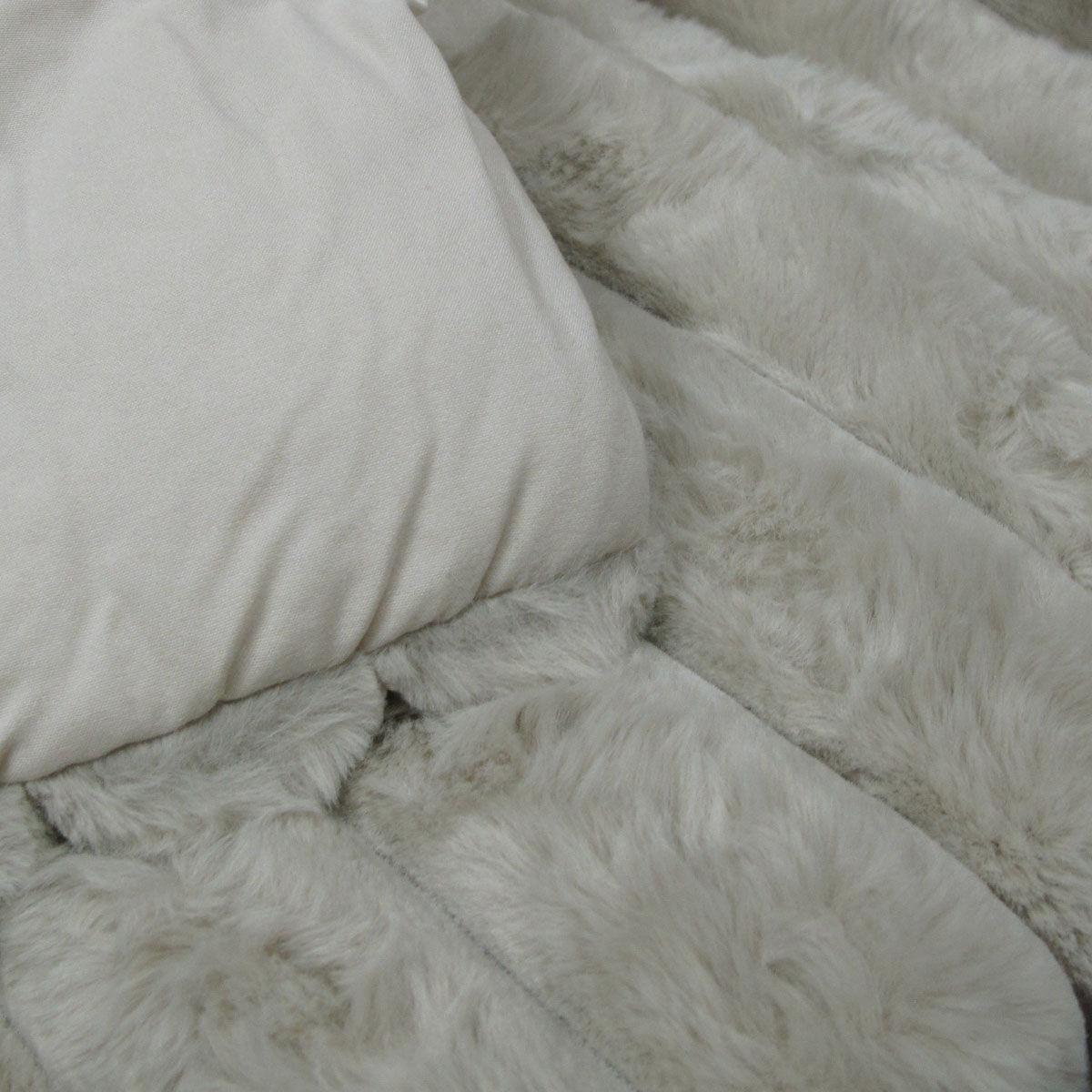 Jane Barrington Arna Natural 3 Pcs Channel Faux Bunny Fur Comforter Set Queen Price