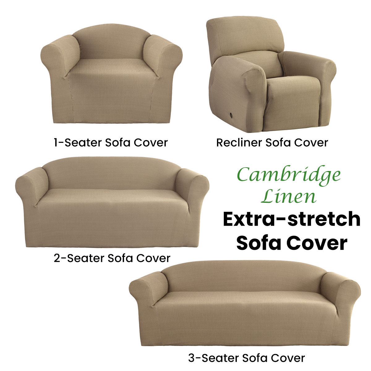 Elan Cambridge Extra-stretch Couch Cover Linen One Seater Recliner Linen Price