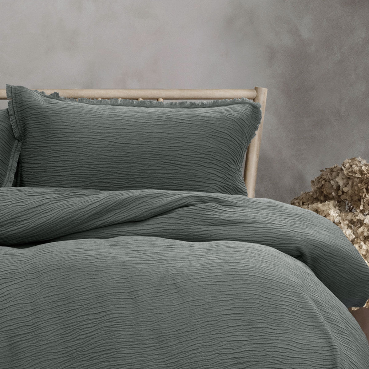 Ardor Campbell Charcoal Crinkled Texture Quilt Cover Set Queen Price