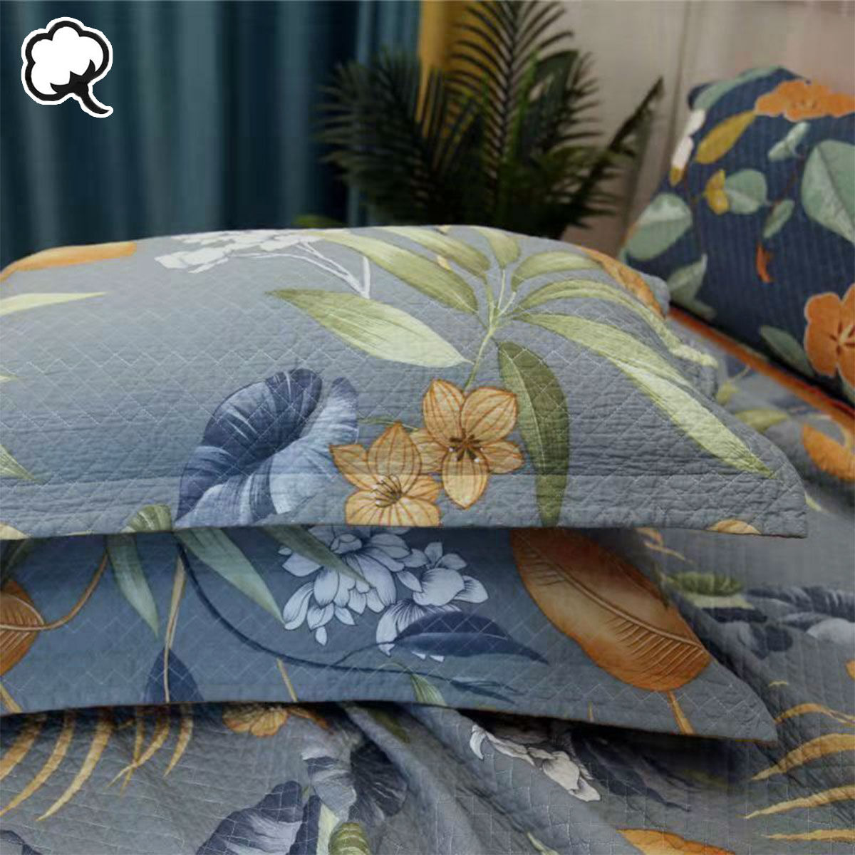 100% Cotton Coverlet Set Embroidered Palm Queen Price