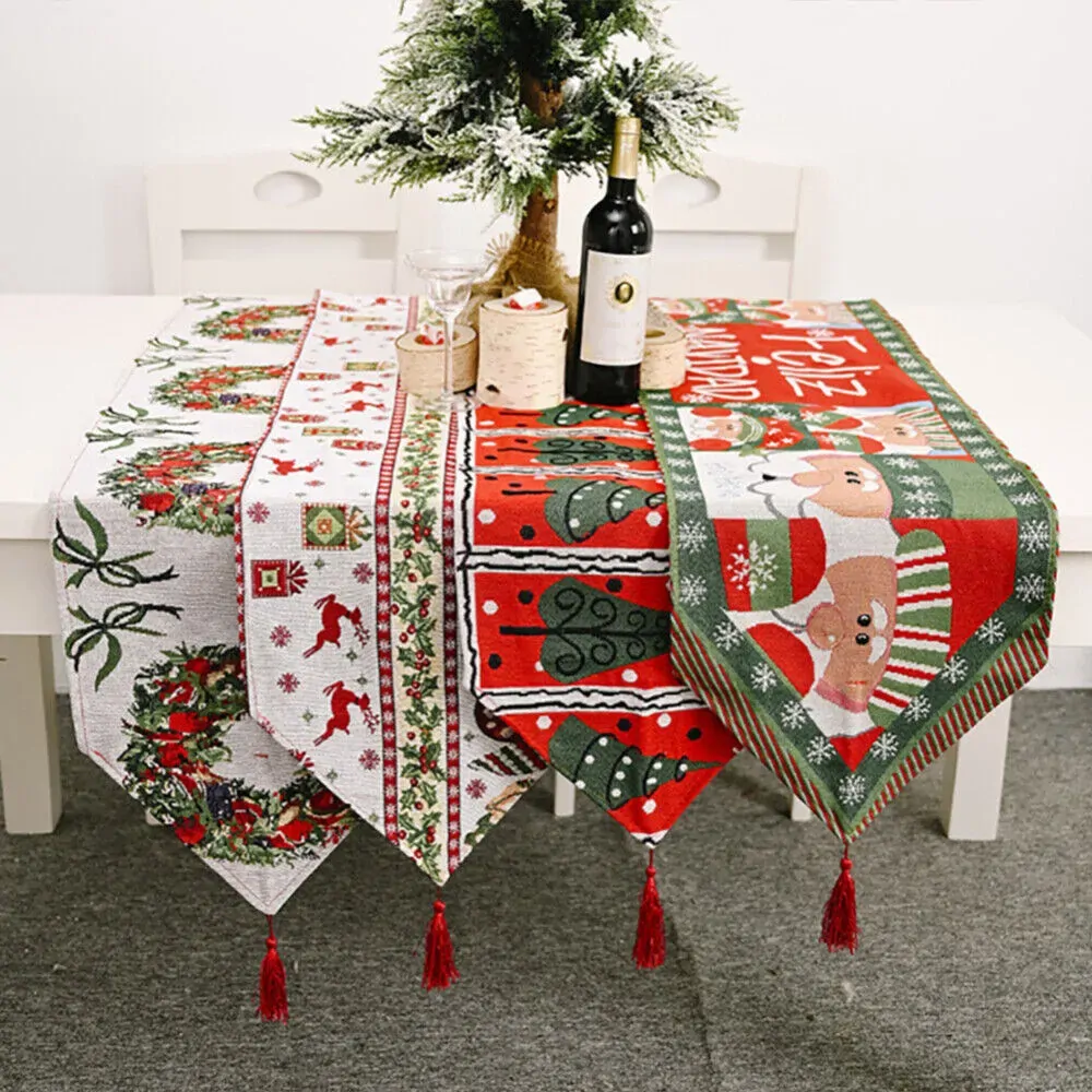 Christmas Table Runner thickened knitted Dining Tablecloth Xmas Party Decor(Tree) Price