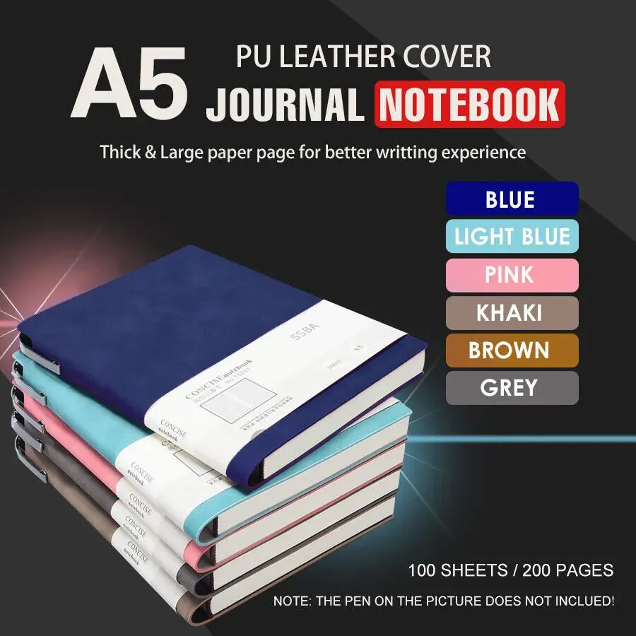 A5 200 Pages Fashion Glued PU Leather Cover Journal Travel Notebook Travellers Diary(Brown) Price