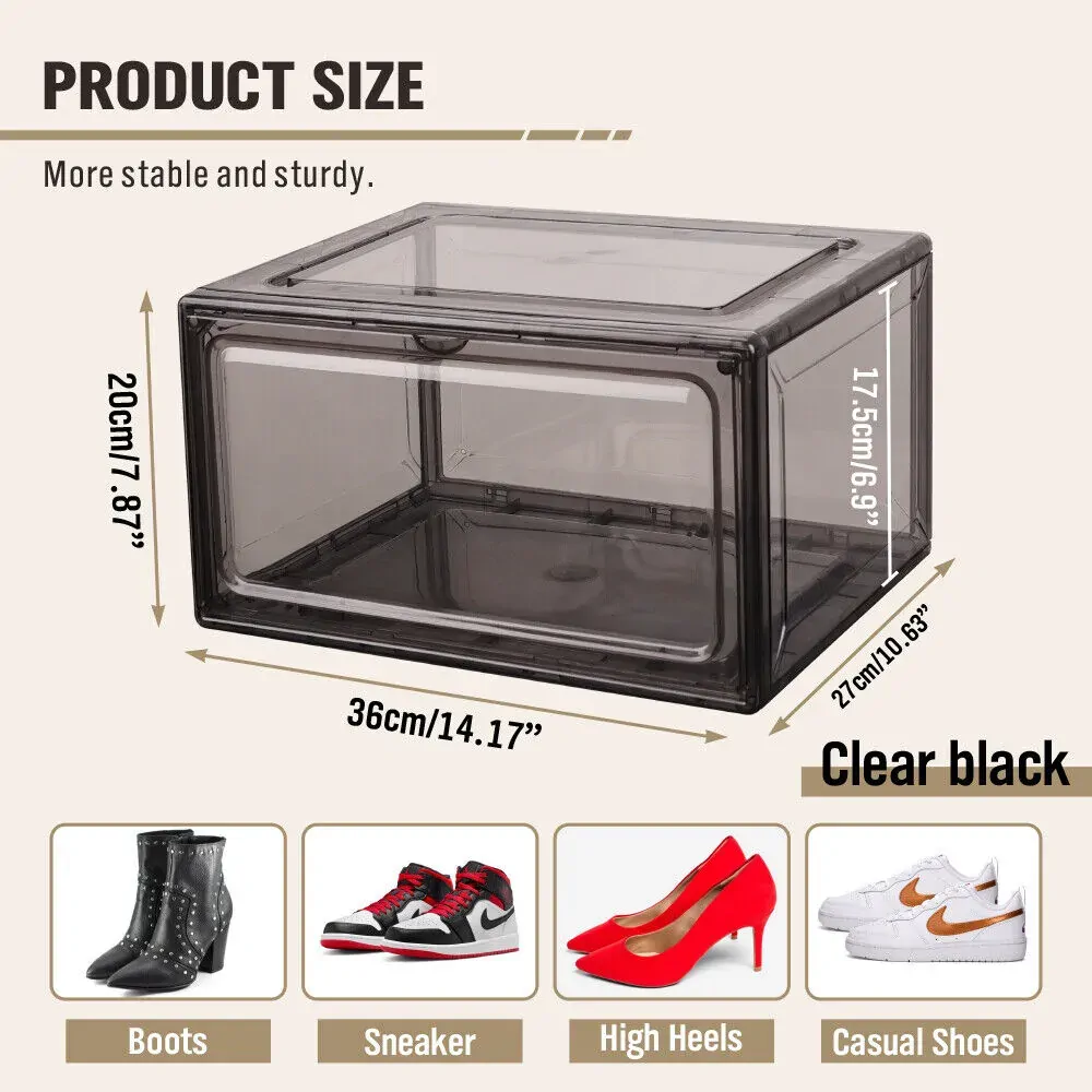 10Pcs Premium Acrylic Shoe Box Sneaker Display Storage Case Boxes Magnetic Door Au Price