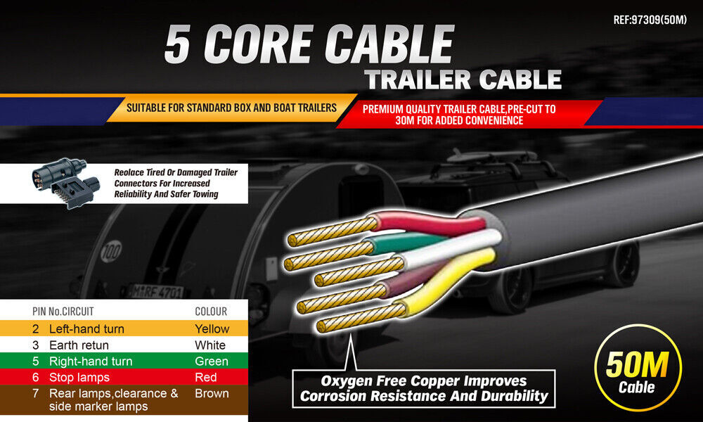 30M x 5 Core Wire Cable Trailer Cable Automotive Boat Caravan Truck Coil V90 PVC Price