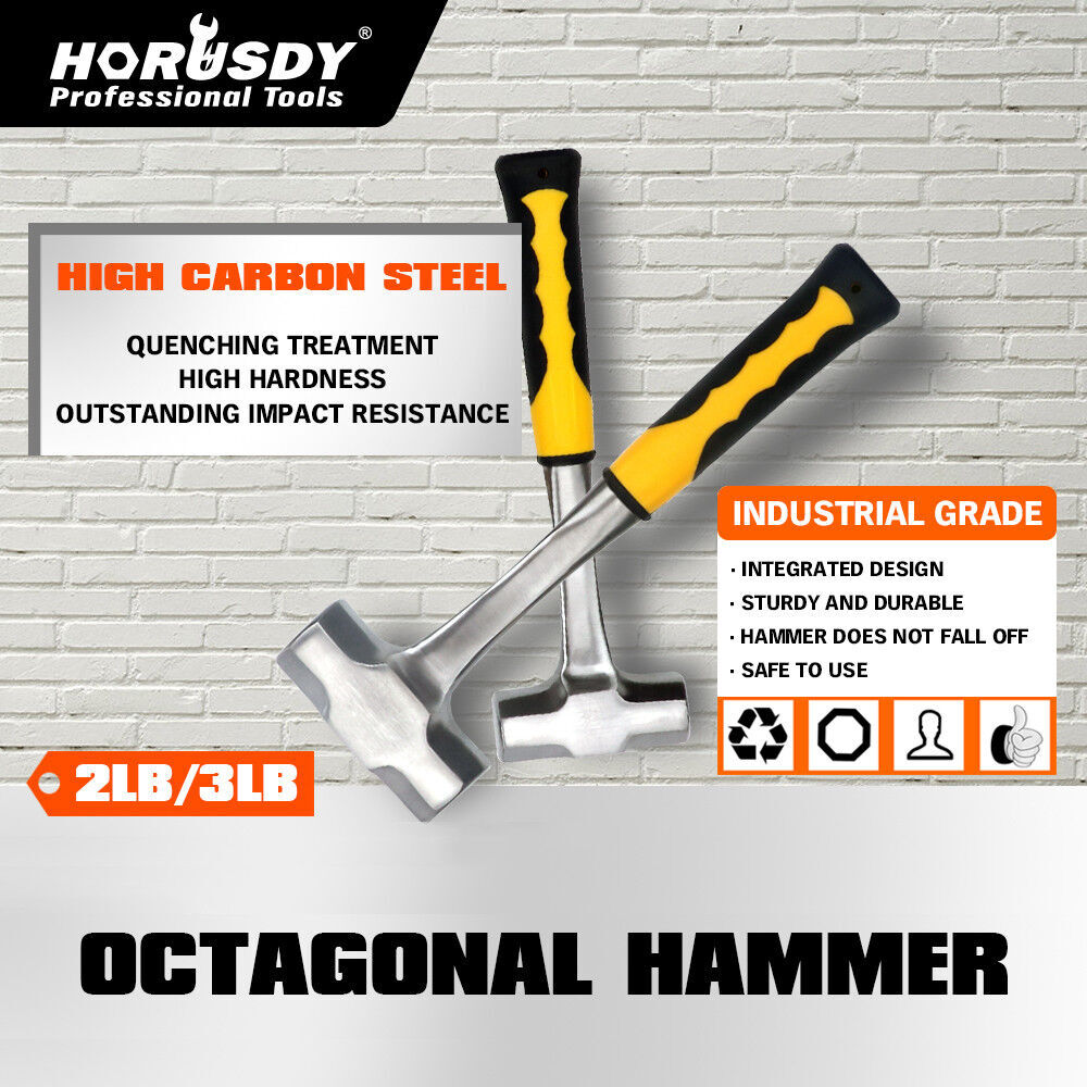 2LB+3LB Steel Hammer Double Octagonal Heavy Duty Solid Forged Rubber Grip Handle Price