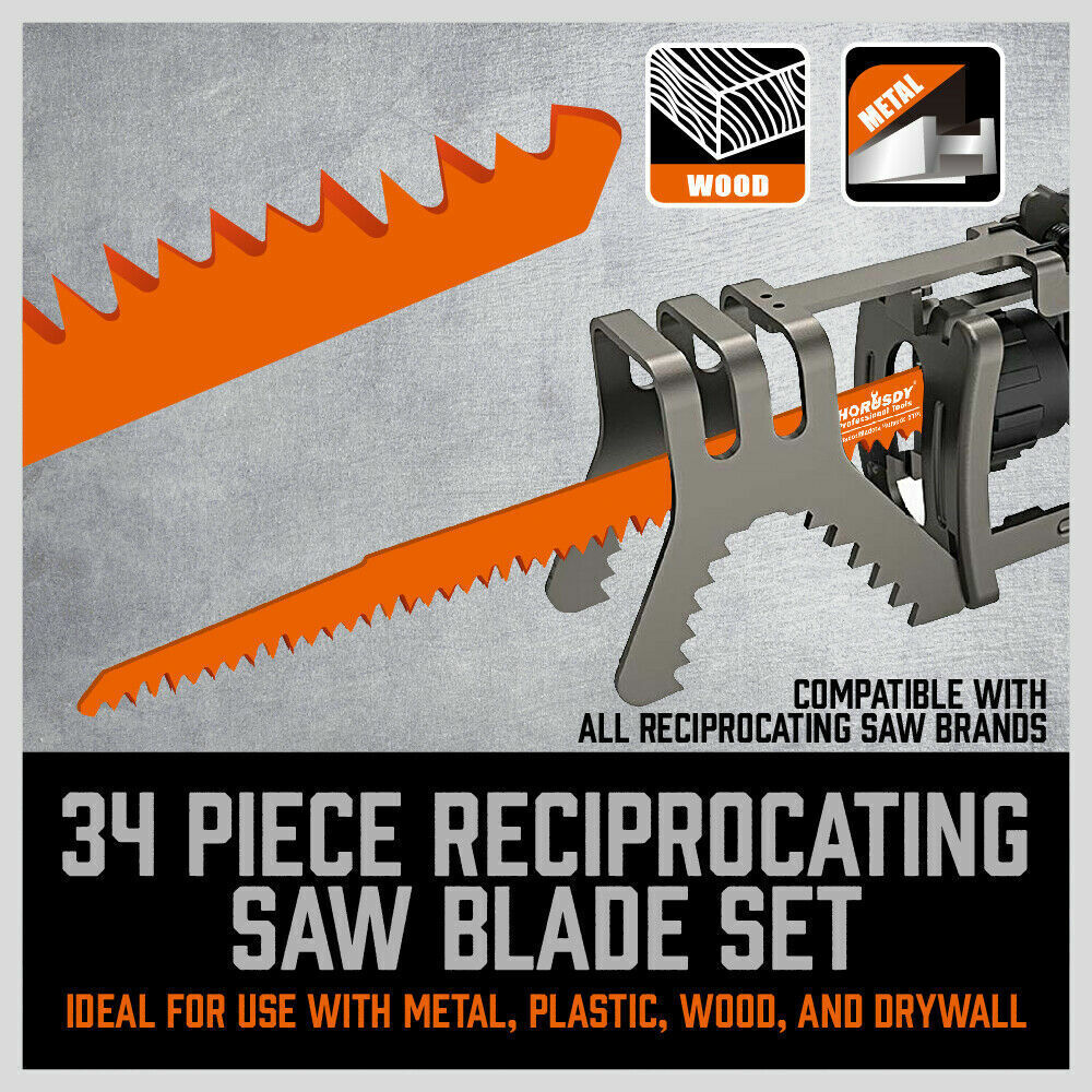 34-Piece Reciprocating Saw Blade Set Wood and Metal Cutting Blades with Storage Pouch Price