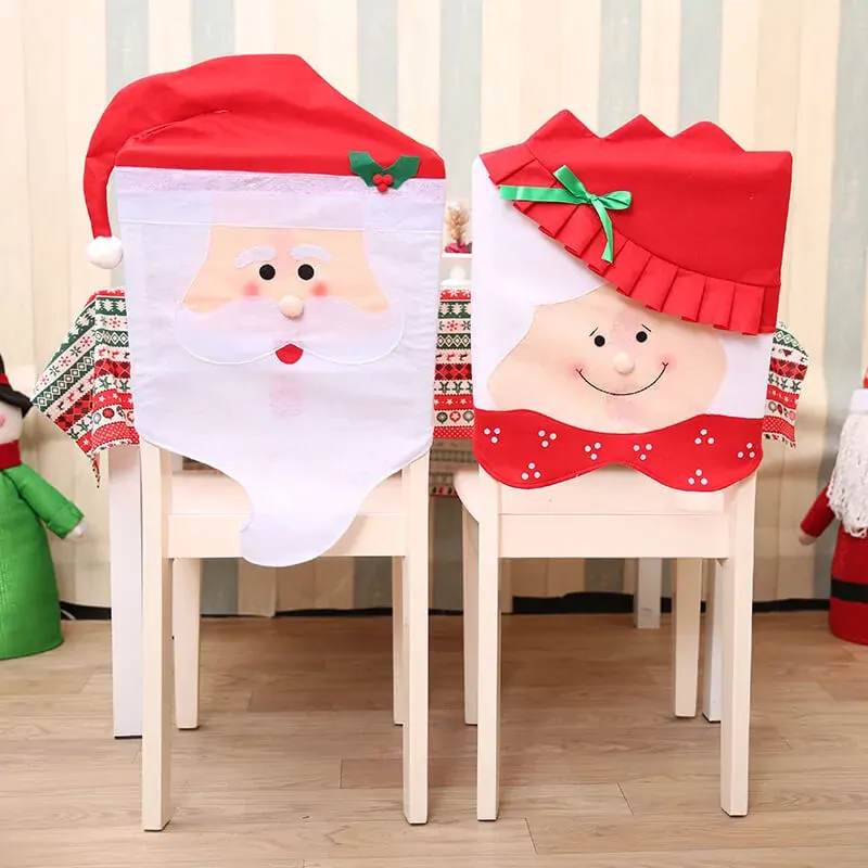 6x Christmas Cute Lady Santa Hat Chair Covers Dinner Home Décor Ornaments Gift, Mr Santa Price