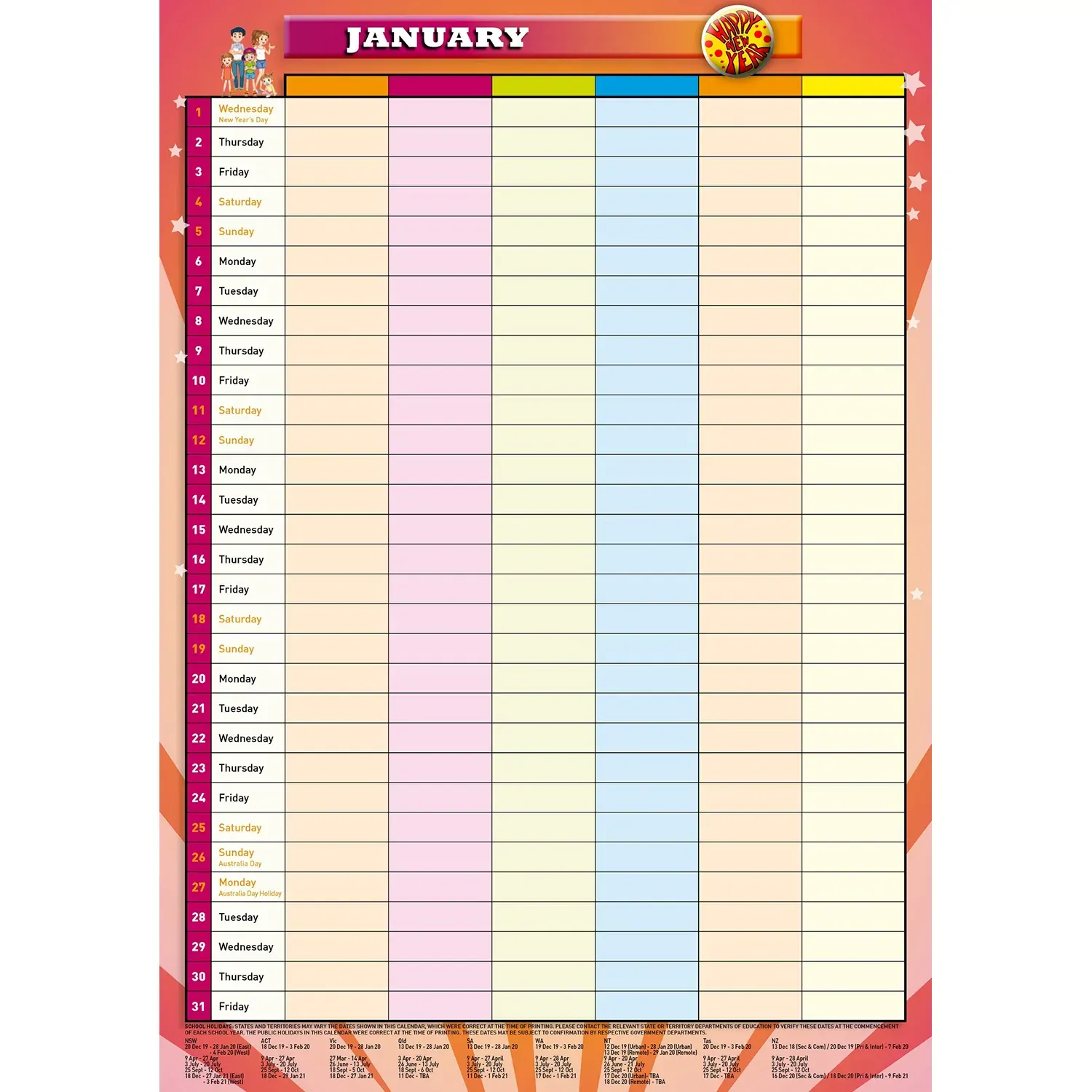 Family Organiser – 2023 Rectangle Wall Calendar 16 Months Planner New Year Gift Price
