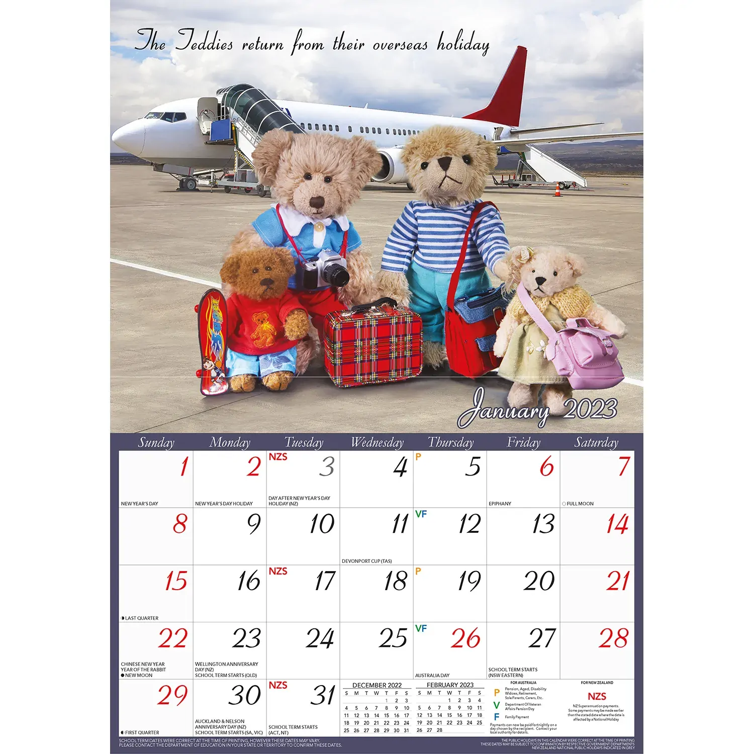 The Return Of Teddy 2023 Rectangle Wall Calendar 16 Months Planner New Year Gift Price