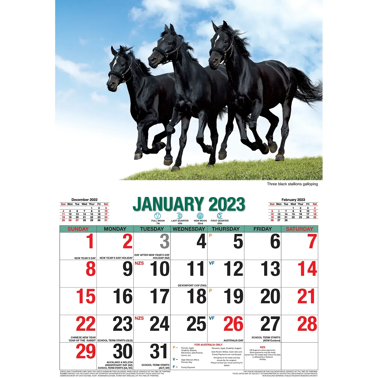 Horses – 2023 Rectangle Wall Calendar 16 Months Planner New Year Christmas Gift Price