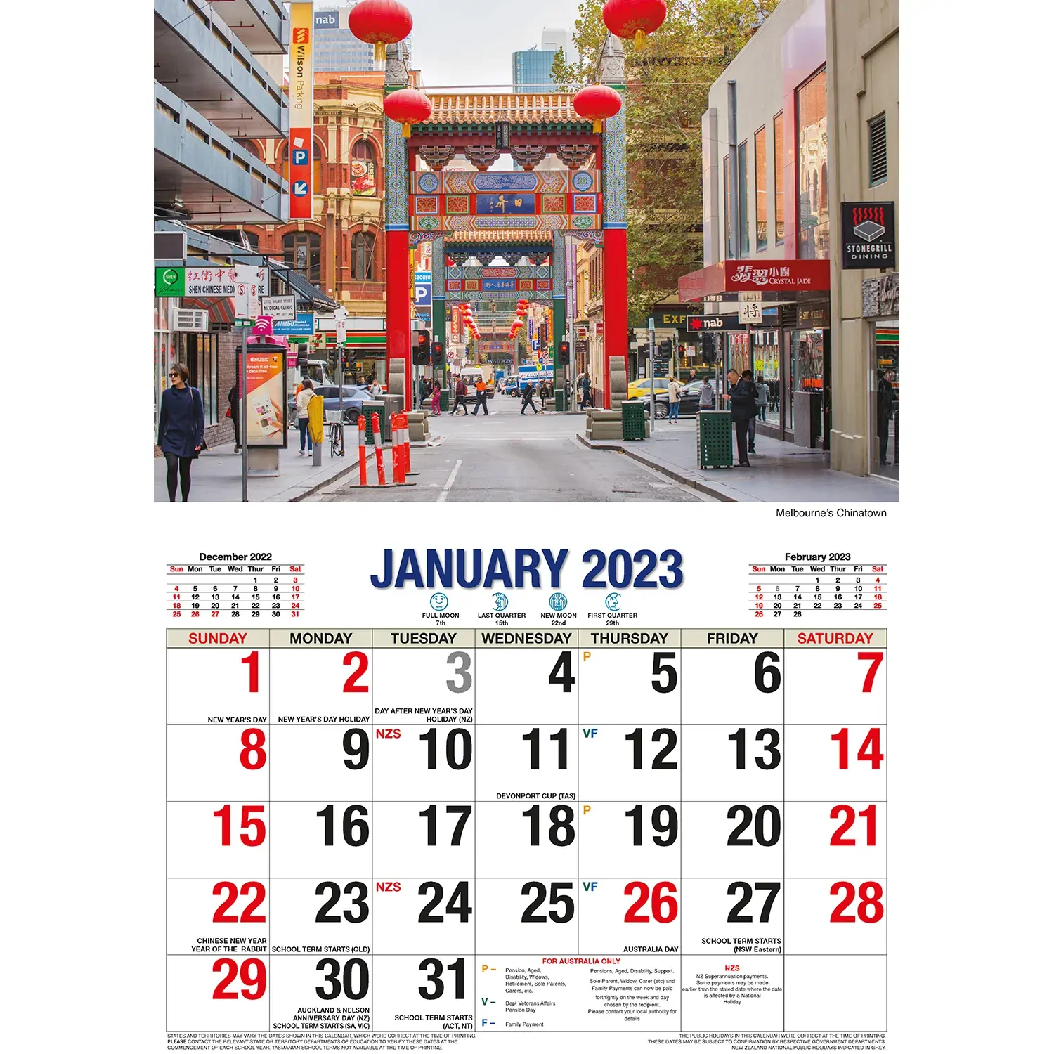 Melbourne & Victoria 2023 Rectangle Wall Calendar 16 Month Planner New Year Gift Price