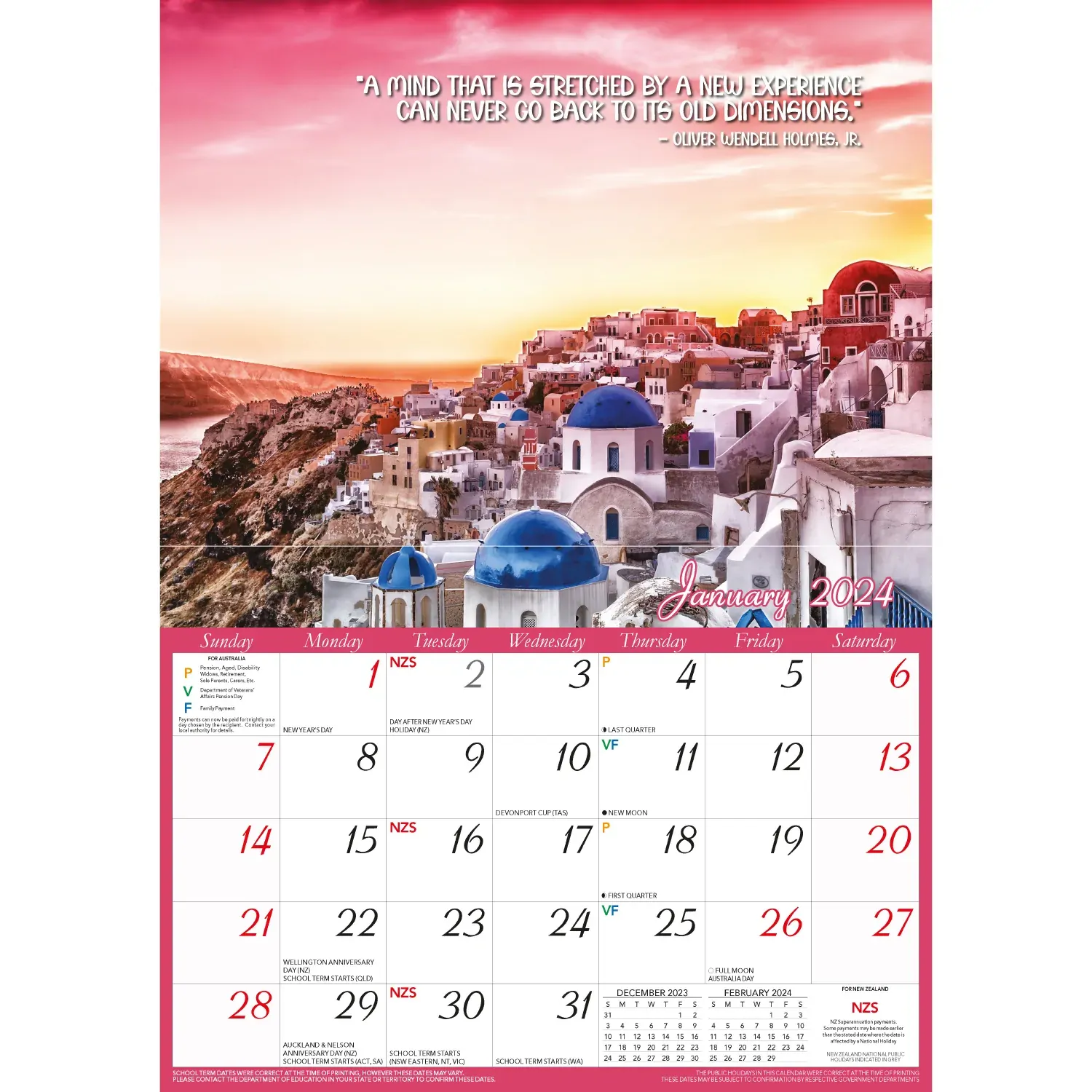 Inspirations 2024 Rectangle Wall Calendar 13 Months Planner Motivational Quotes Price