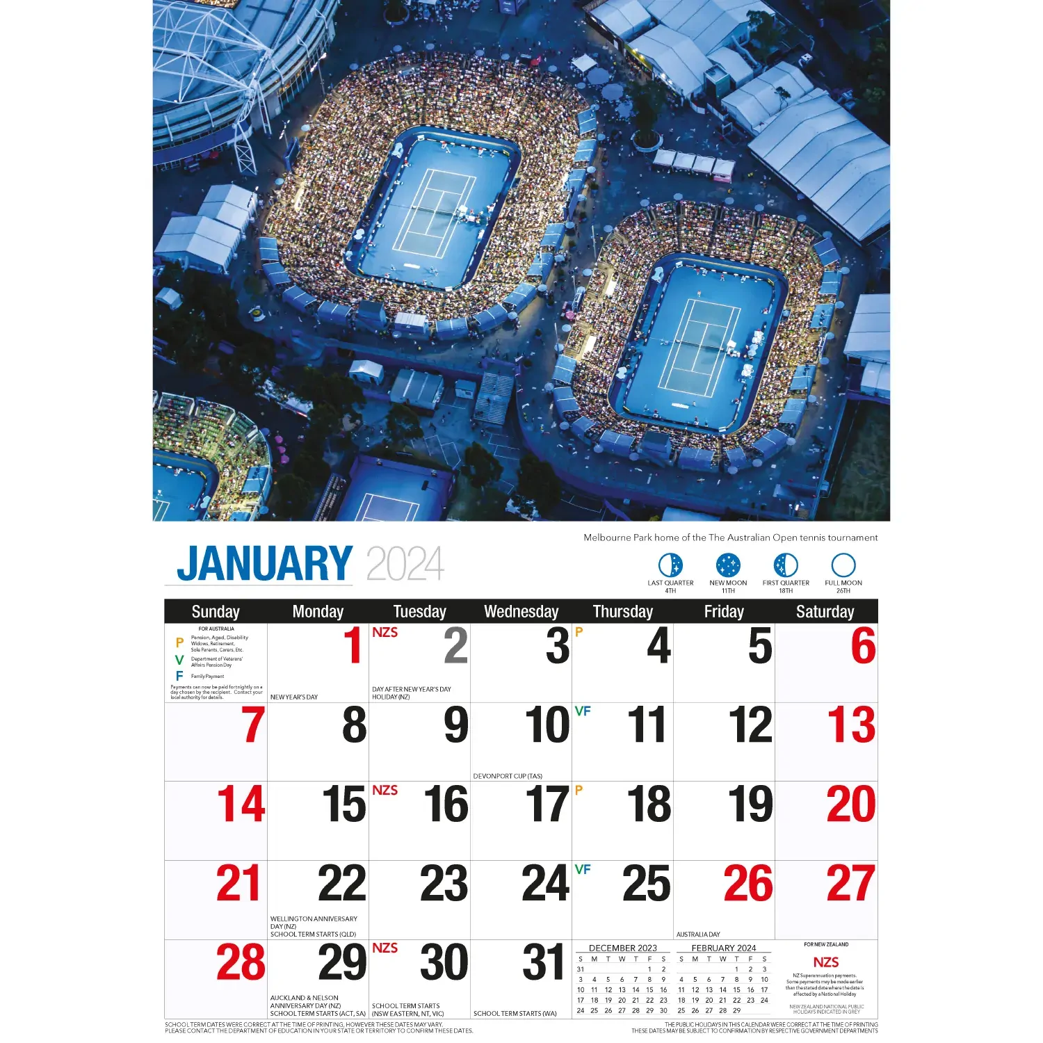 Melbourne - 2024 Rectangle Wall Calendar 16 Months Planner Cityscapes Landmarks Price