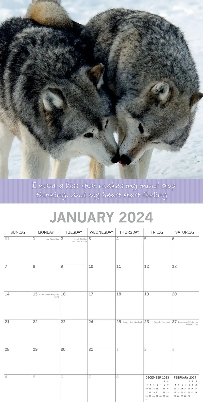 Kisses 2024 Square Wall Calendar Pets Animals 16 Months Premium Planner New Year Price