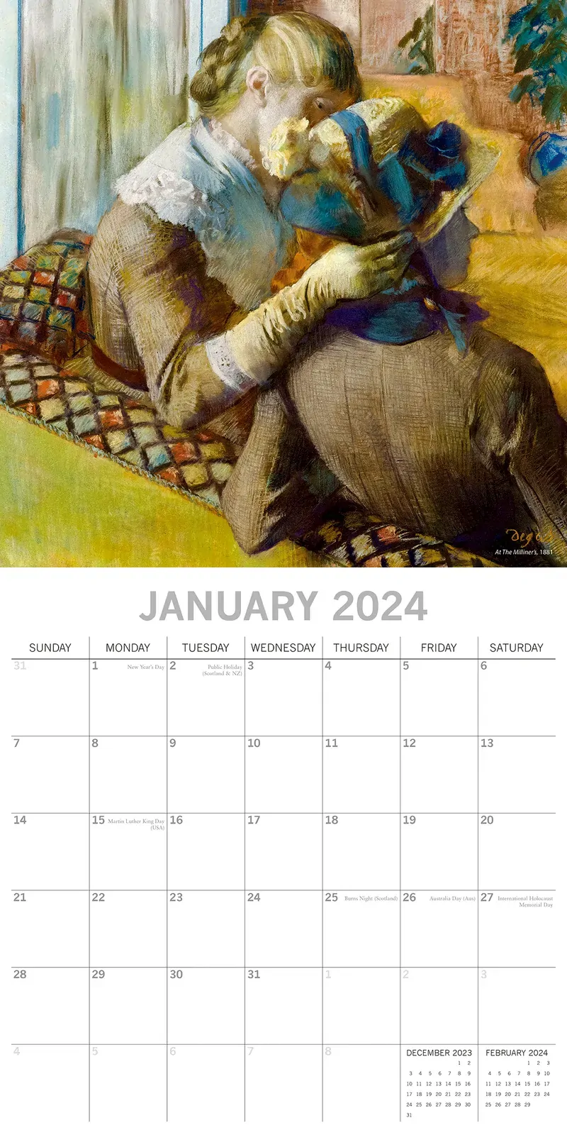 Degas - 2024 Square Wall Calendar 16 Months Arts Planner Christmas New Year Gift Price