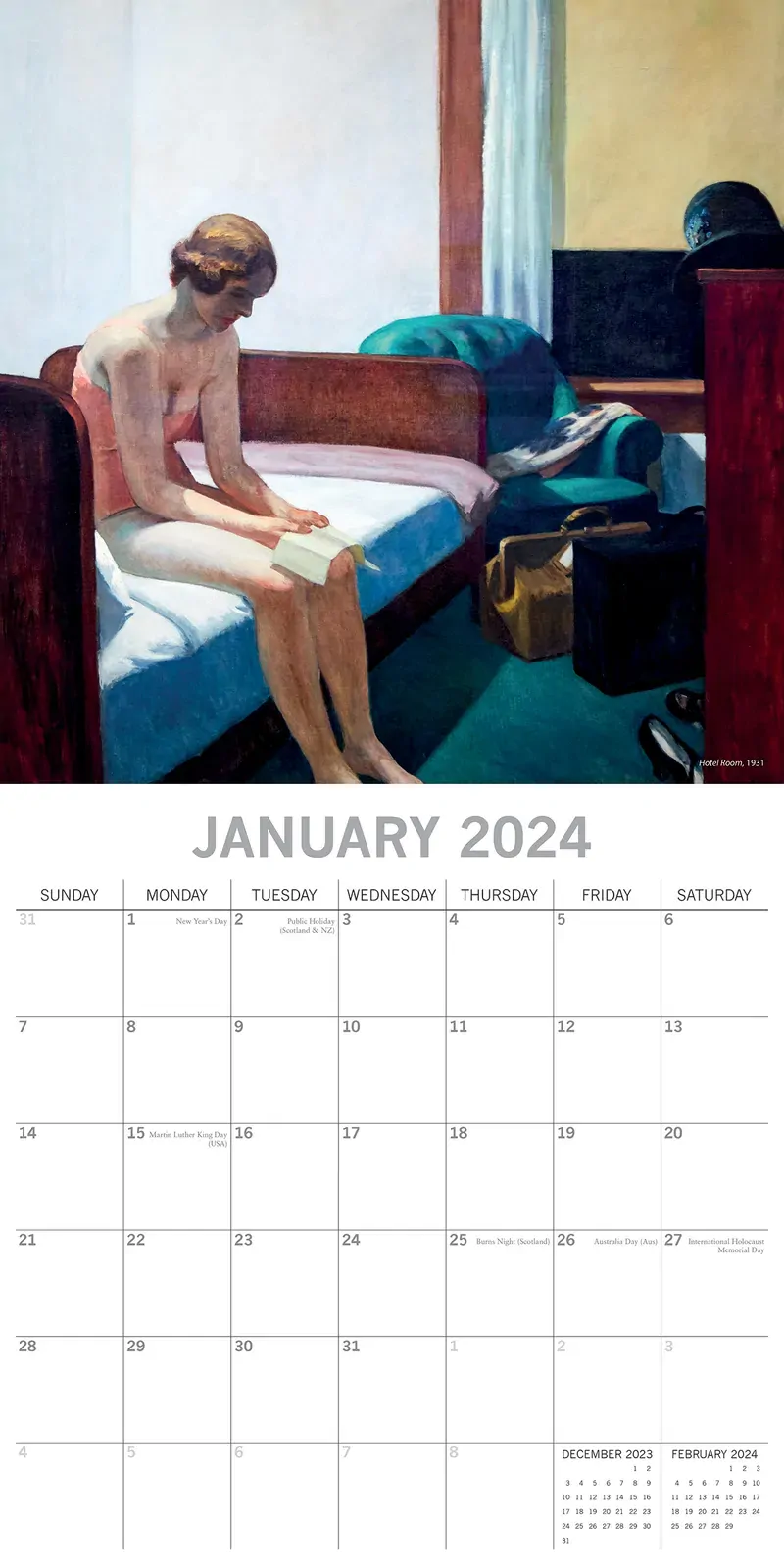Edward Hopper - 2024 Square Wall Calendar 16 Months Arts Planner Christmas Gift Price