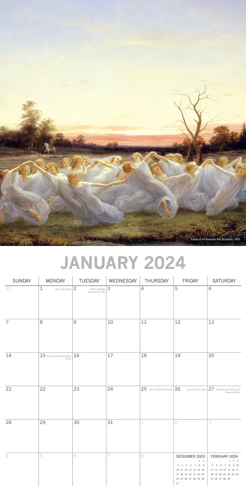 Fairies 2024 Square Wall Calendar 16 Months Arts Planner Christmas New Year Gift Price