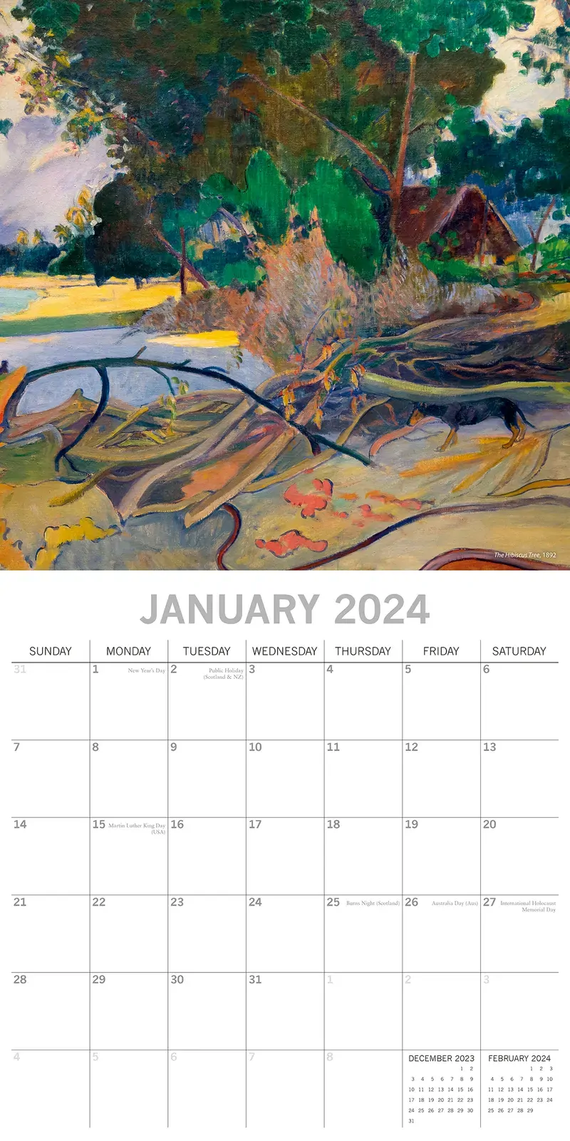Gauguin 2024 Square Wall Calendar 16 Months Arts Planner Christmas New Year Gift Price