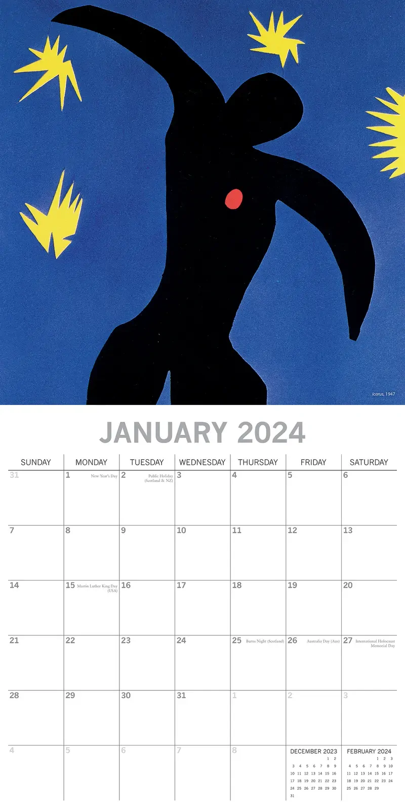 Matisse 2024 Square Wall Calendar 16 Months Arts Planner Christmas New Year Gift Price