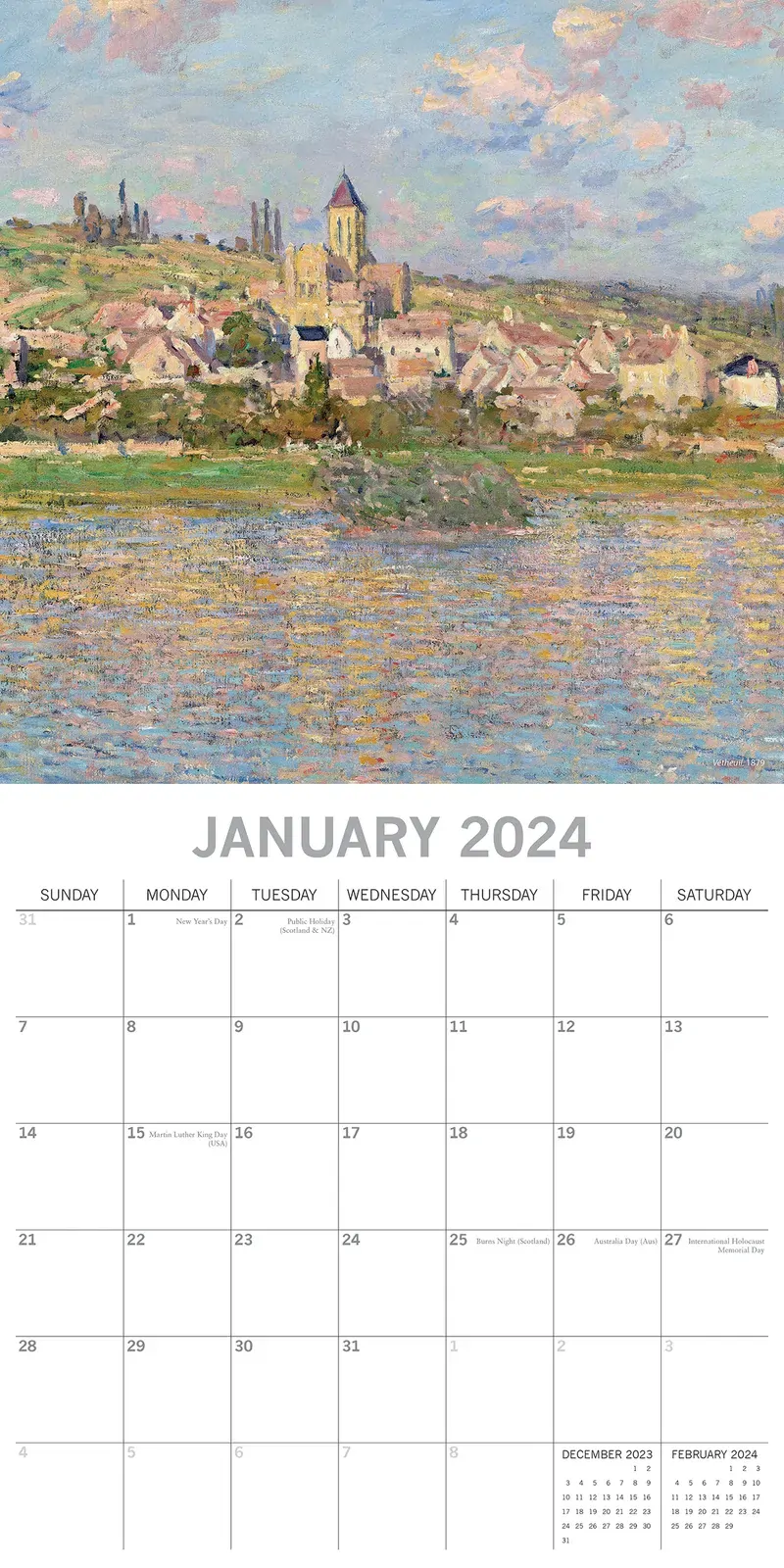 Monet - 2024 Square Wall Calendar 16 Months Arts Planner Christmas New Year Gift Price