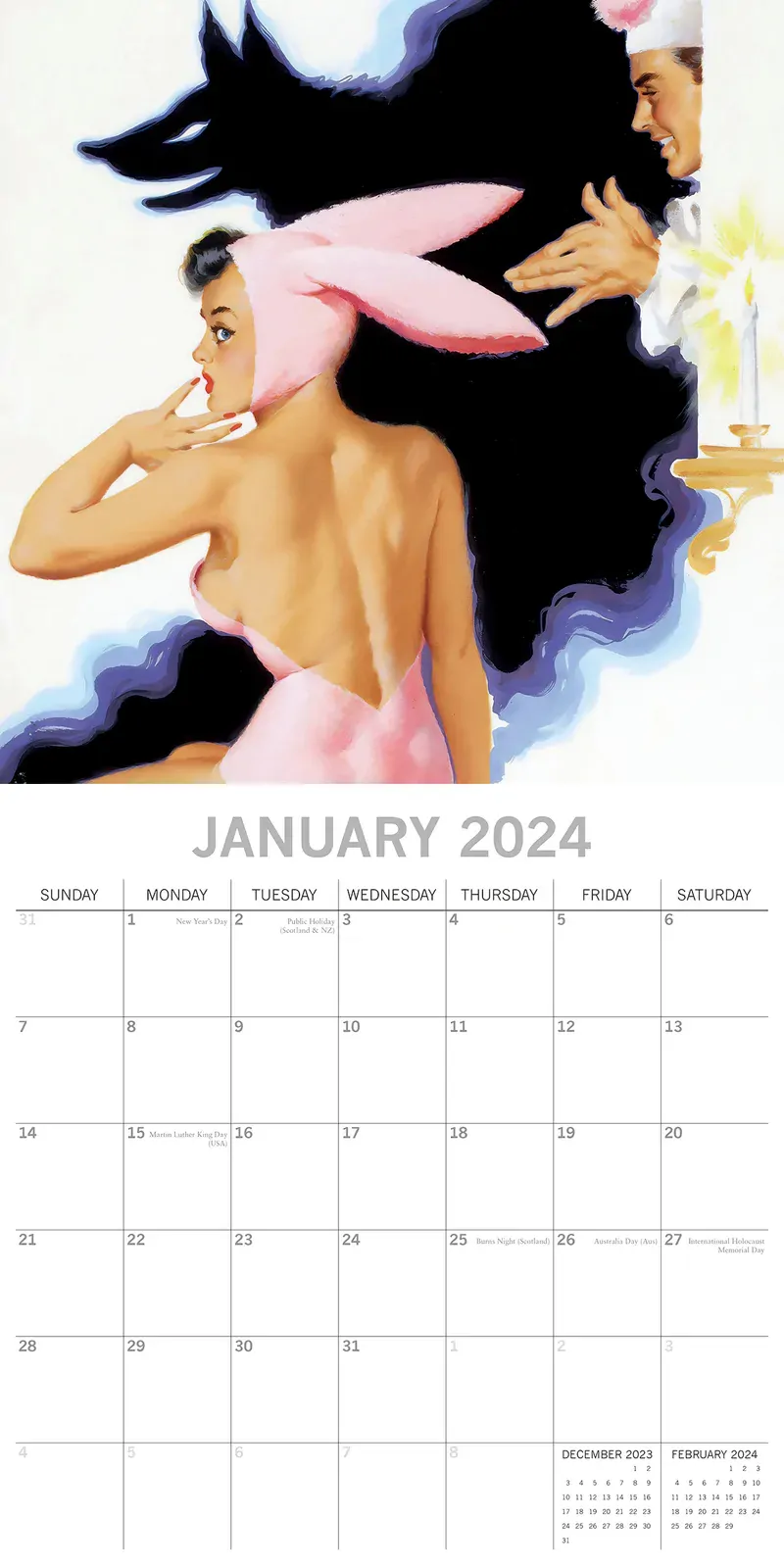 Retro Pin Ups - 2024 Square Wall Calendar 16 Months Arts Planner New Year Gift Price