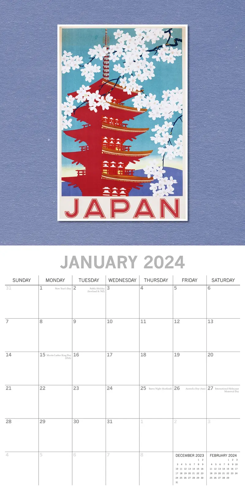 Vintage Travel Posters - 2024 Square Wall Calendar 16 Months Arts Planner Gift Price