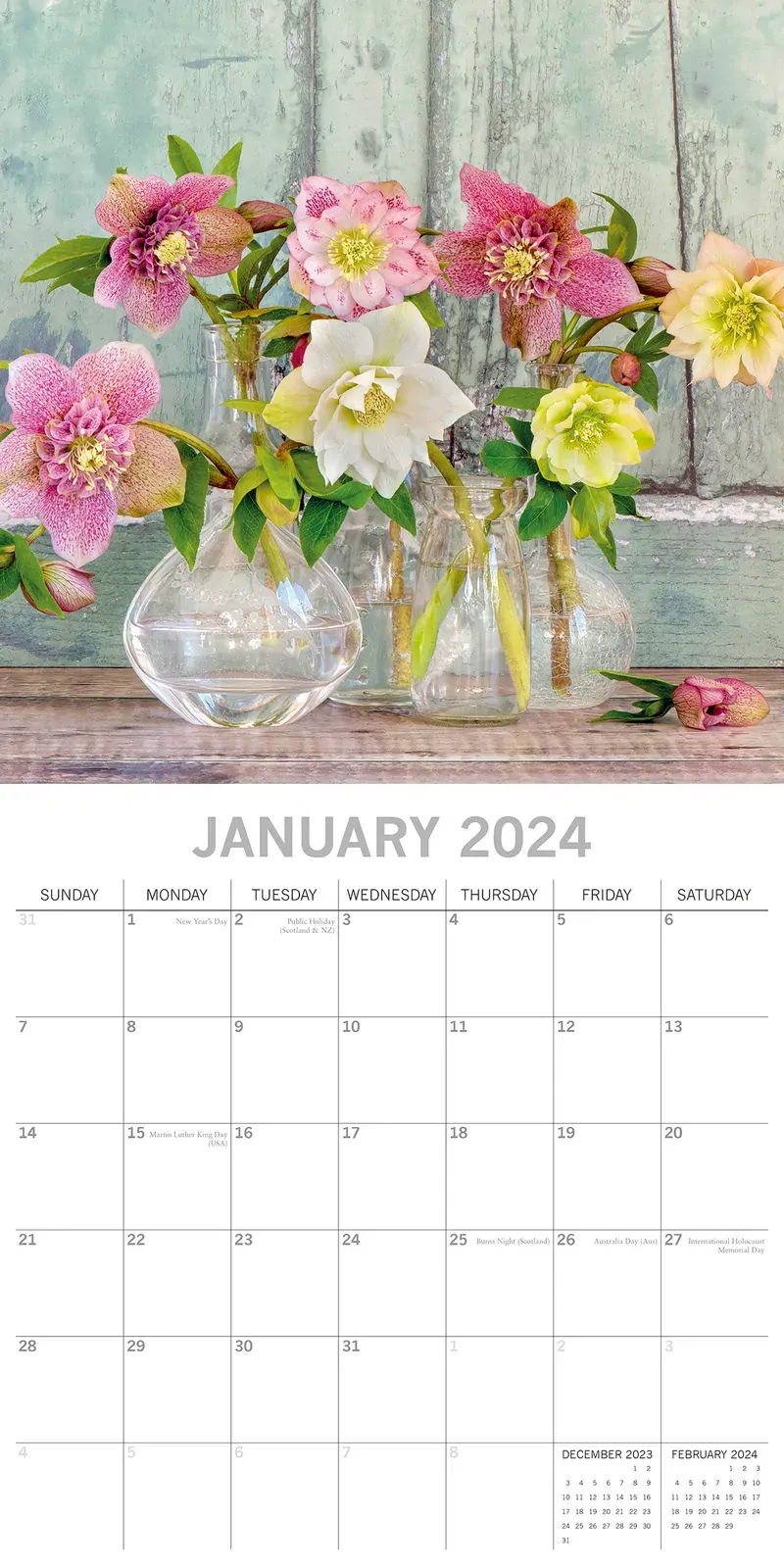 Floral Collection 2024 Square Wall Calendar 16Month Flower Planner New Year Gift Price