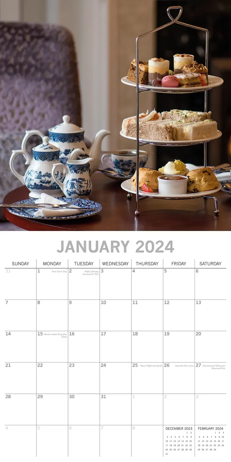 Afternoon Tea - 2024 Square Wall Calendar 16 Month Food Planner New Year Gift Price