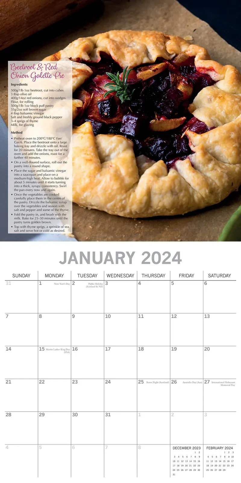 Tasty Vegetarian Recipes - 2024 Square Wall Calendar 16 Months Food Planner Gift Price