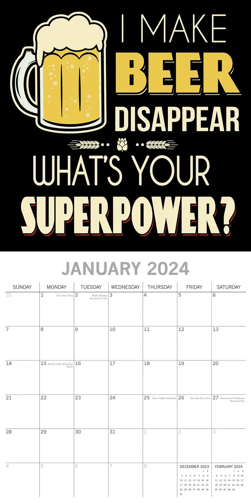Beer Signs - 2024 Square Wall Calendar 16 Months Planner Christmas New Year Gift Price