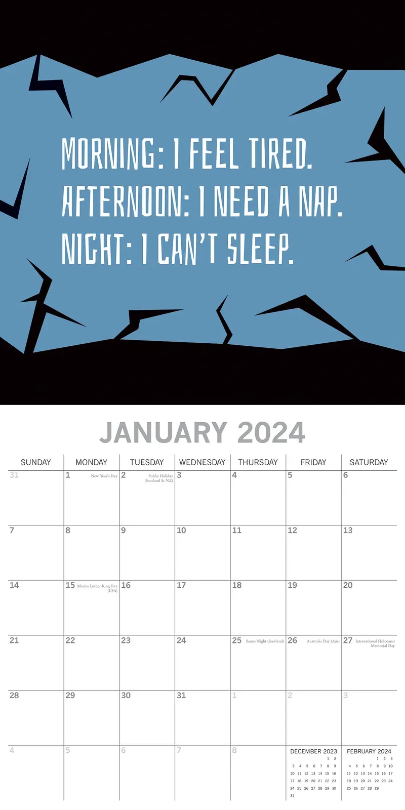 Life - The Struggle is Real - 2024 Square Wall Calendar 16 Months Planner Gift Price