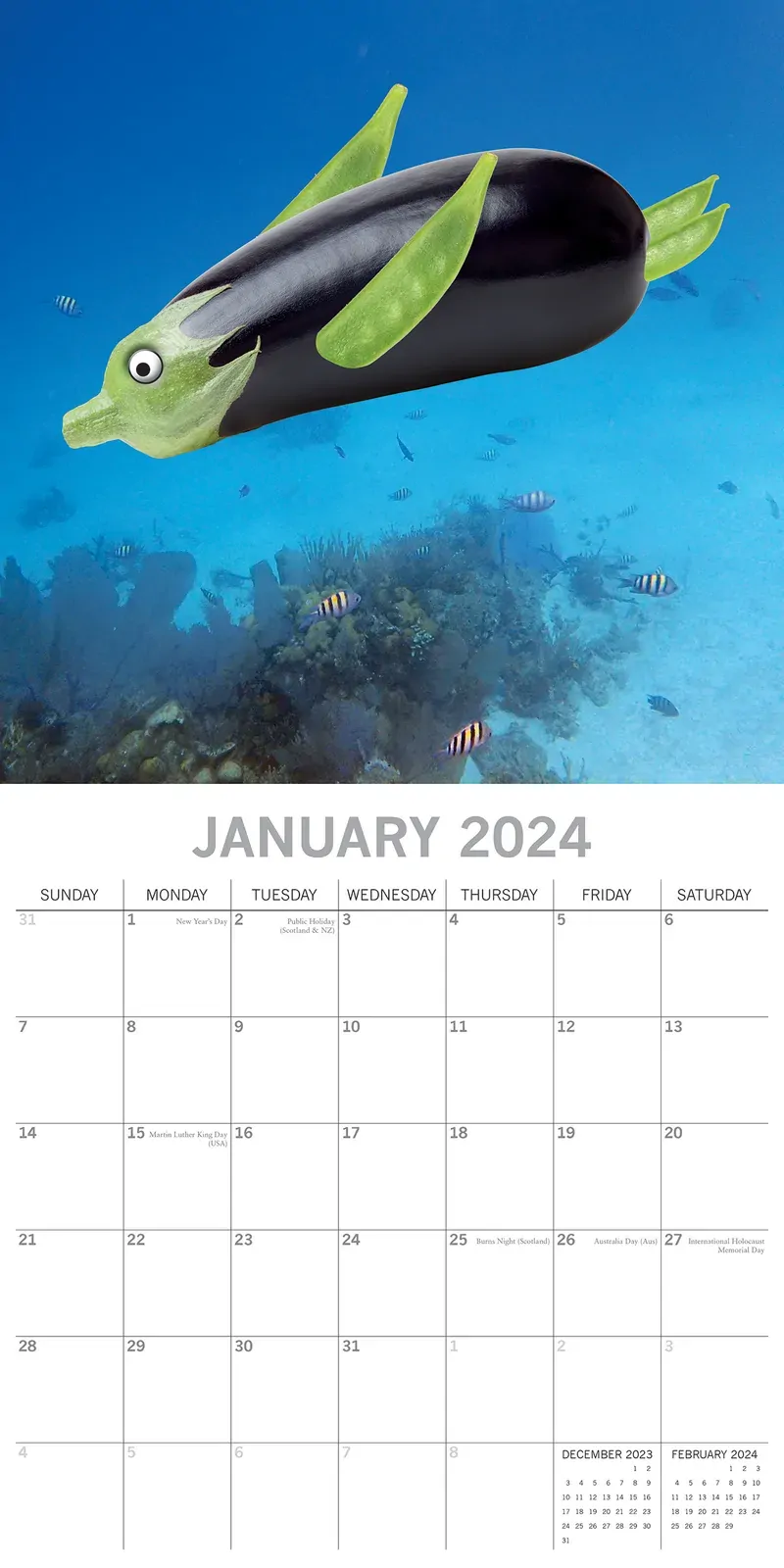 Sea Food - 2024 Square Wall Calendar 16 Months Planner Christmas New Year Gift Price
