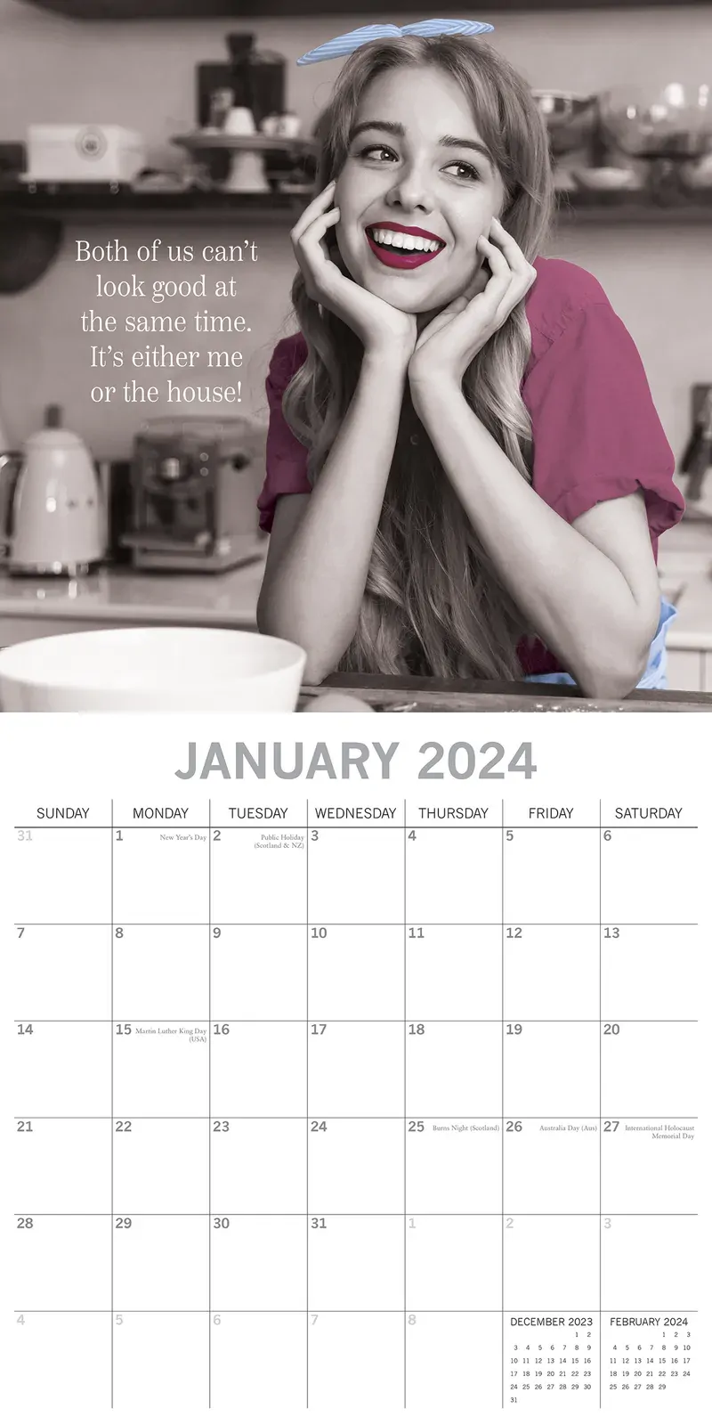 Women's Wit - 2024 Square Wall Calendar 16 Month Planner Christmas New Year Gift Price