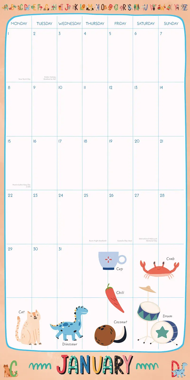 My Family Organiser Unicorn - 2024 Square Wall Calendar 16 Months School Planner Price