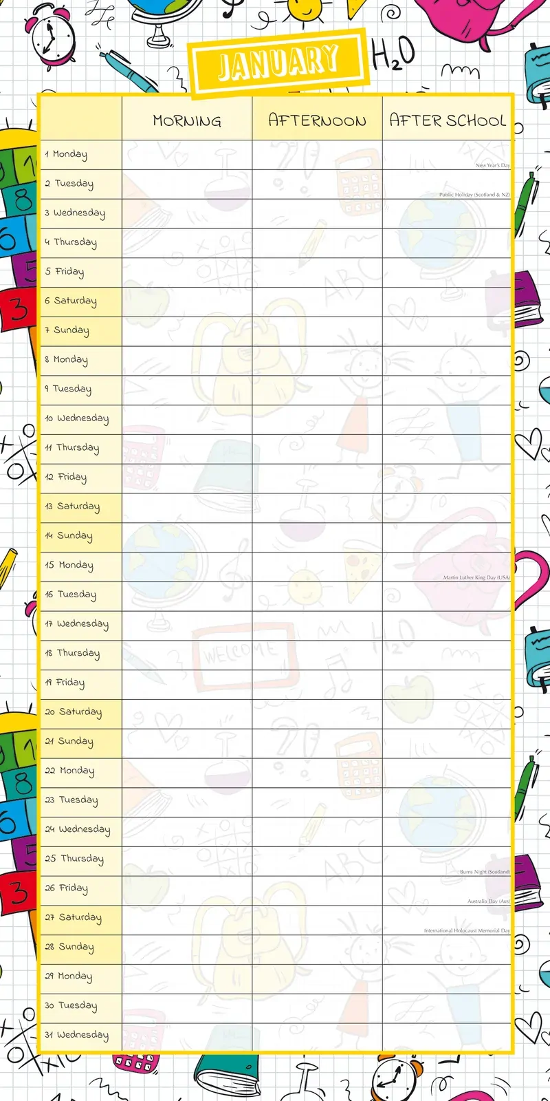 School Planner - 2024 Square Wall Calendar 16 Months Planner Xmas New Year Gift Price