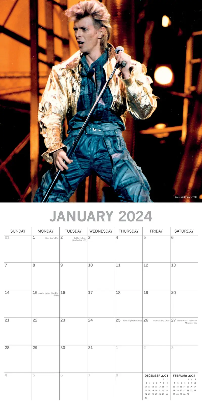 David Bowie - 2024 Square Wall Calendar 16 Month Planner Christmas New Year Gift Price