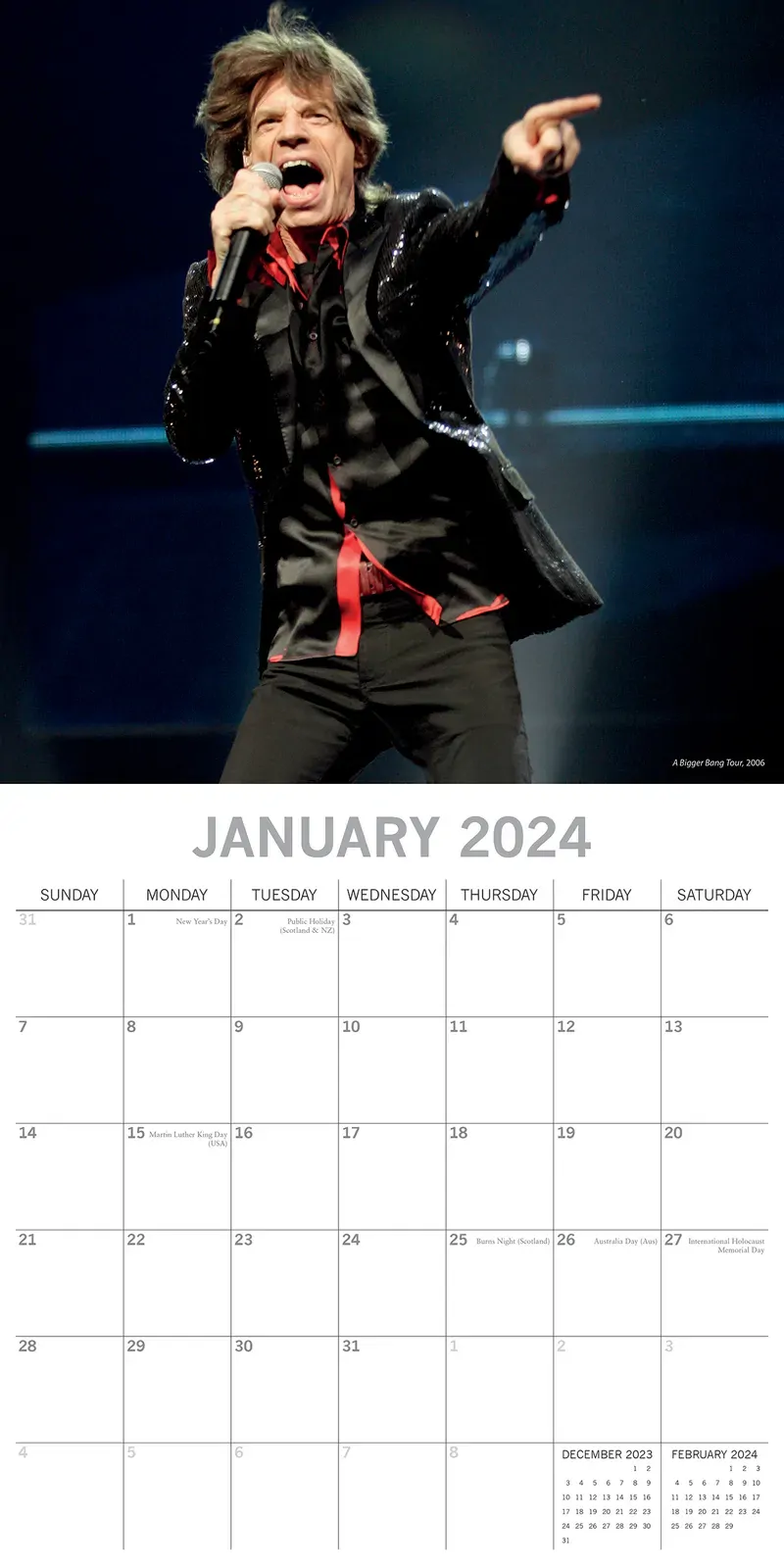 Rolling Stones - 2024 Square Wall Calendar 16 Months Planner Xmas New Year Gift Price