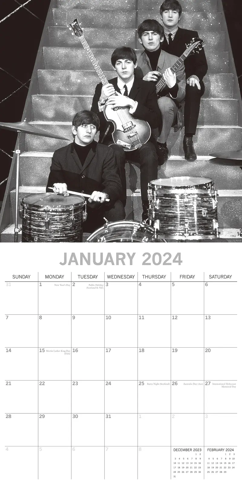 The Beatles - 2024 Square Wall Calendar 16 Month Planner Christmas New Year Gift Price