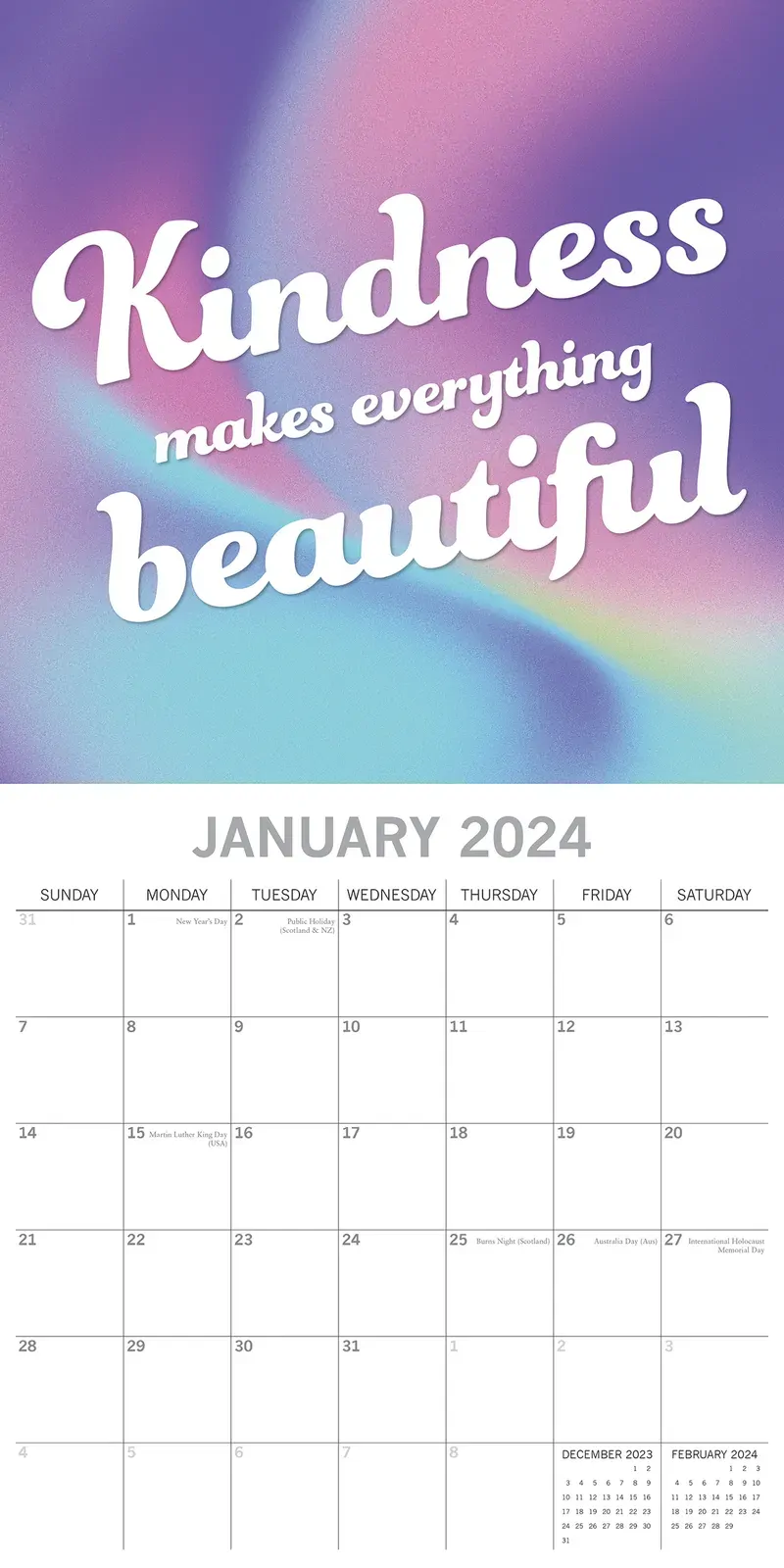 Be Kind - 2024 Square Wall Calendar 16 Months Lifestyle Planner New Year Gift Price