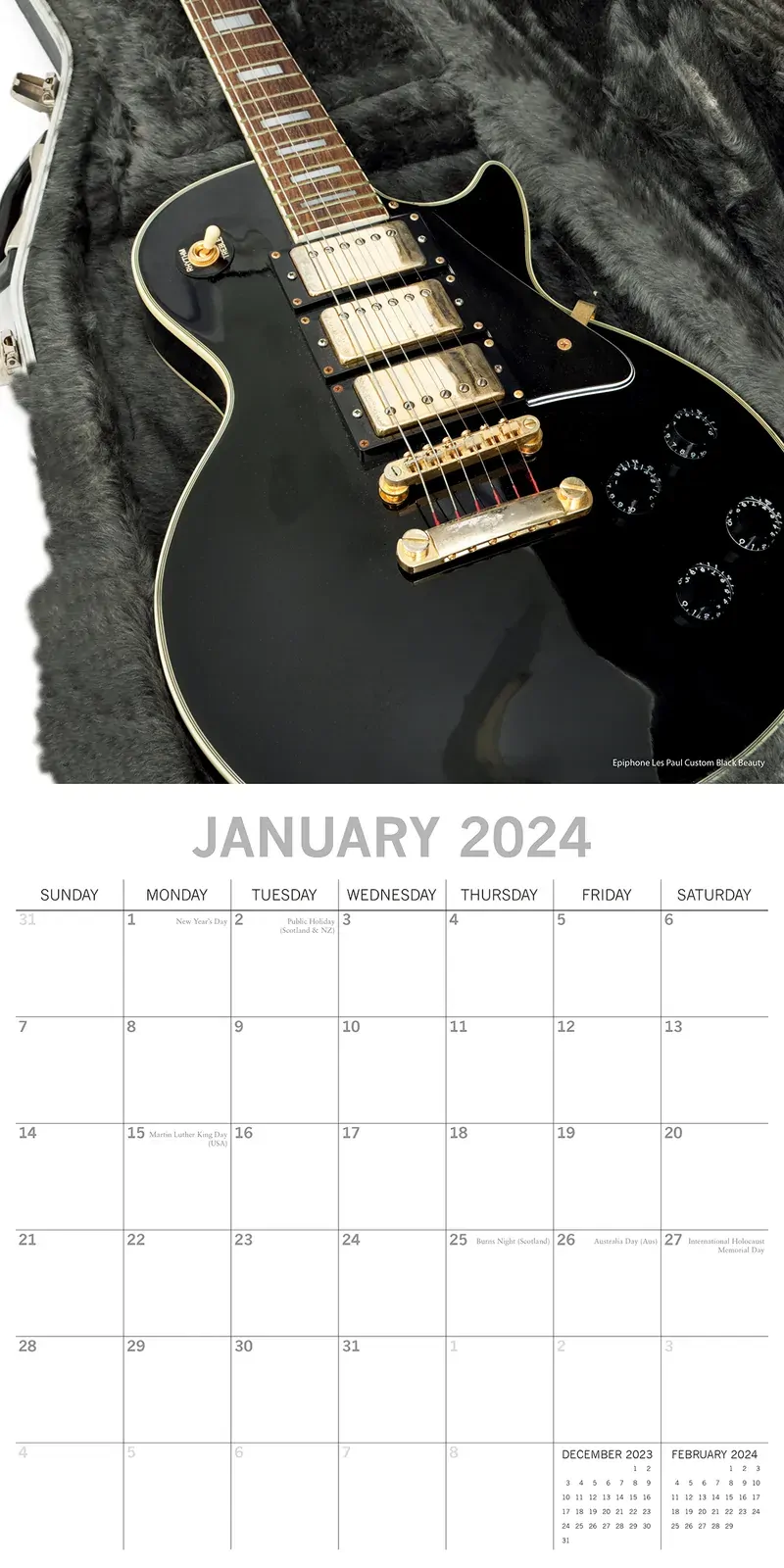 Iconic Guitars - 2024 Square Wall Calendar 16 Months Lifestyle Planner New Year Price