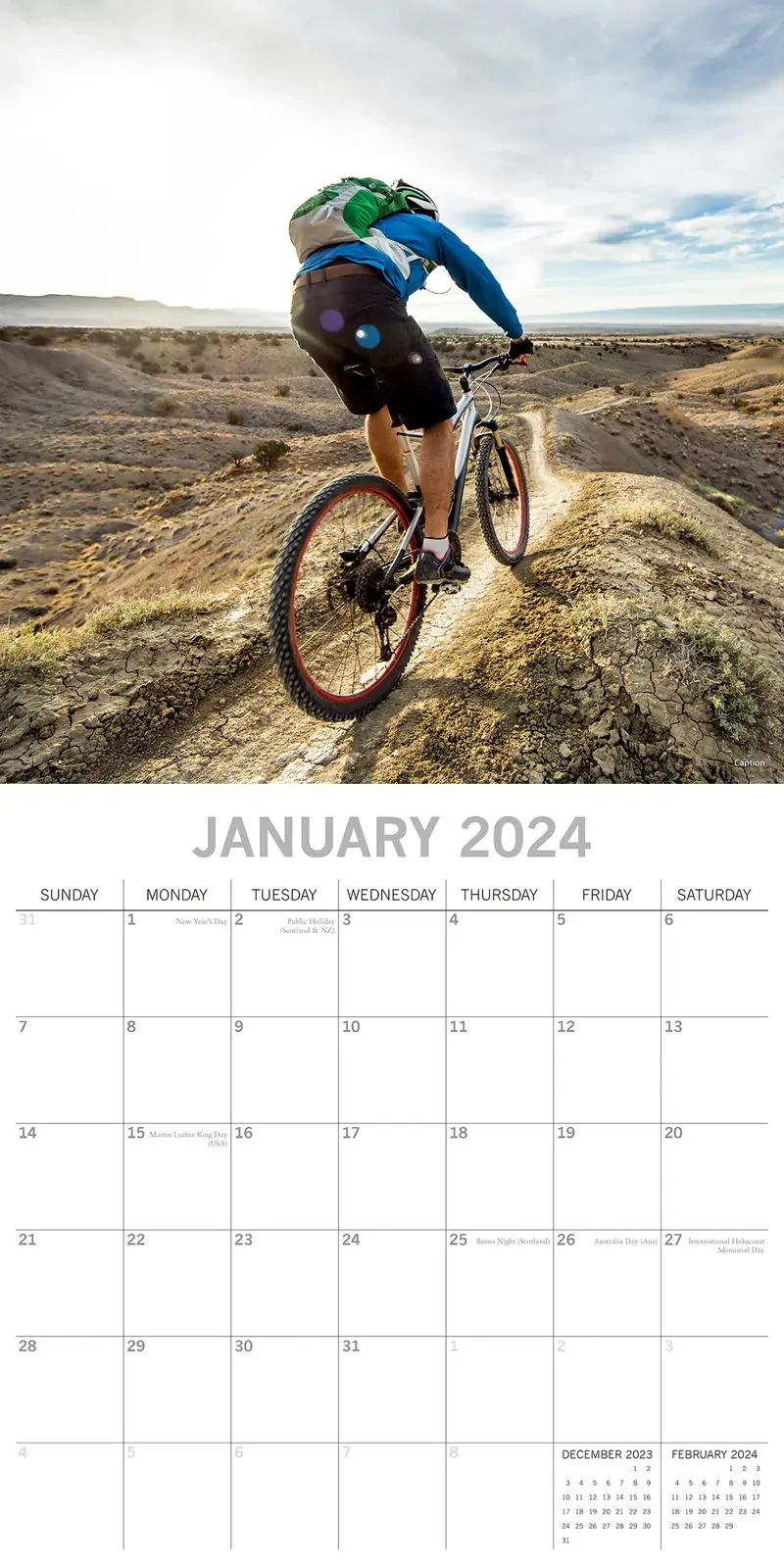 Mountain Biking - 2024 Square Wall Calendar 16 Months Lifestyle Planner New Year Price