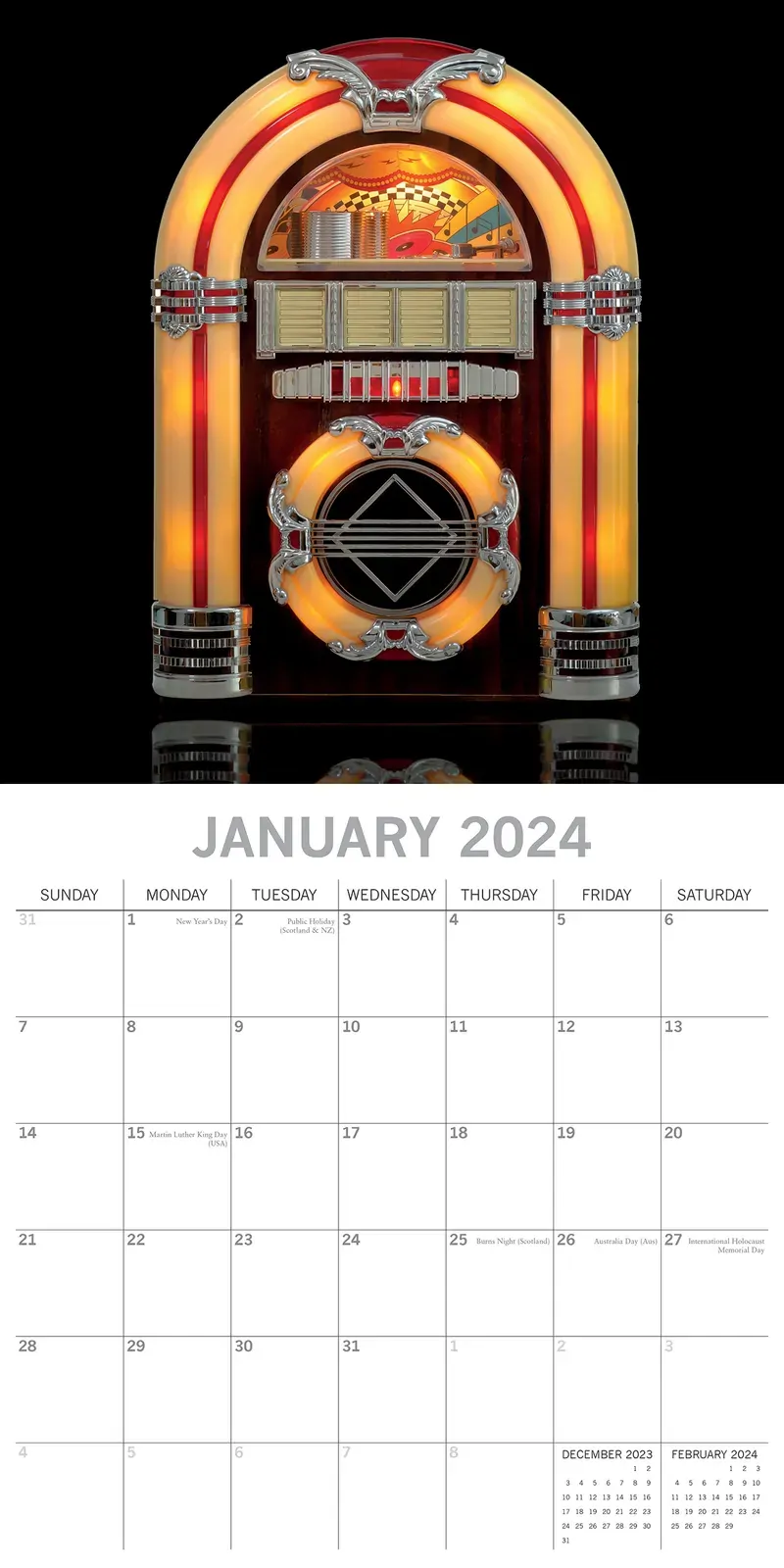 Retro - 2024 Square Wall Calendar 16 Months Lifestyle Planner Xmas New Year Gift Price