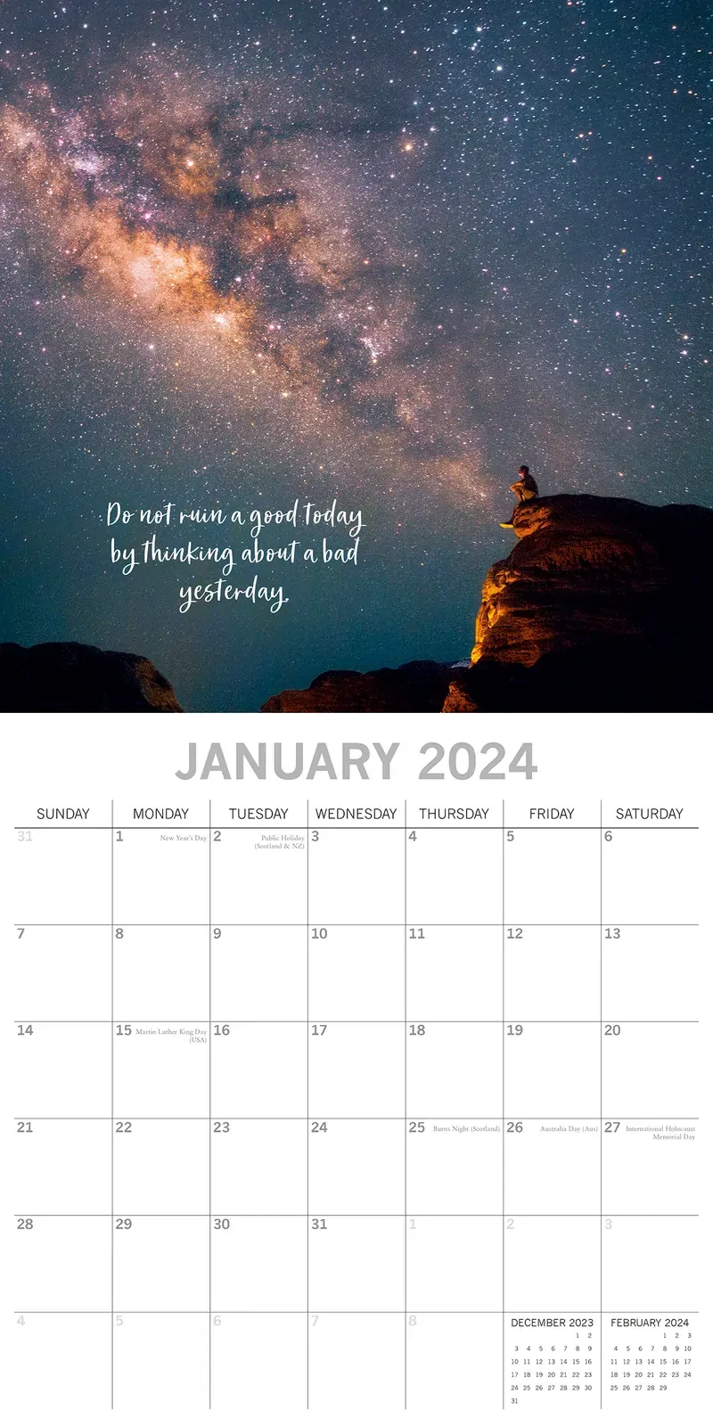 Carpe Diem - 2024 Square Wall Calendar 16 Months Planner Christmas New Year Gift Price
