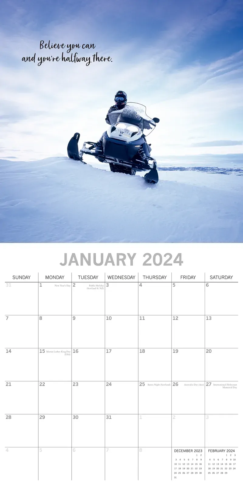 Motivation - 2024 Square Wall Calendar 16 Months Planner Christmas New Year Gift Price
