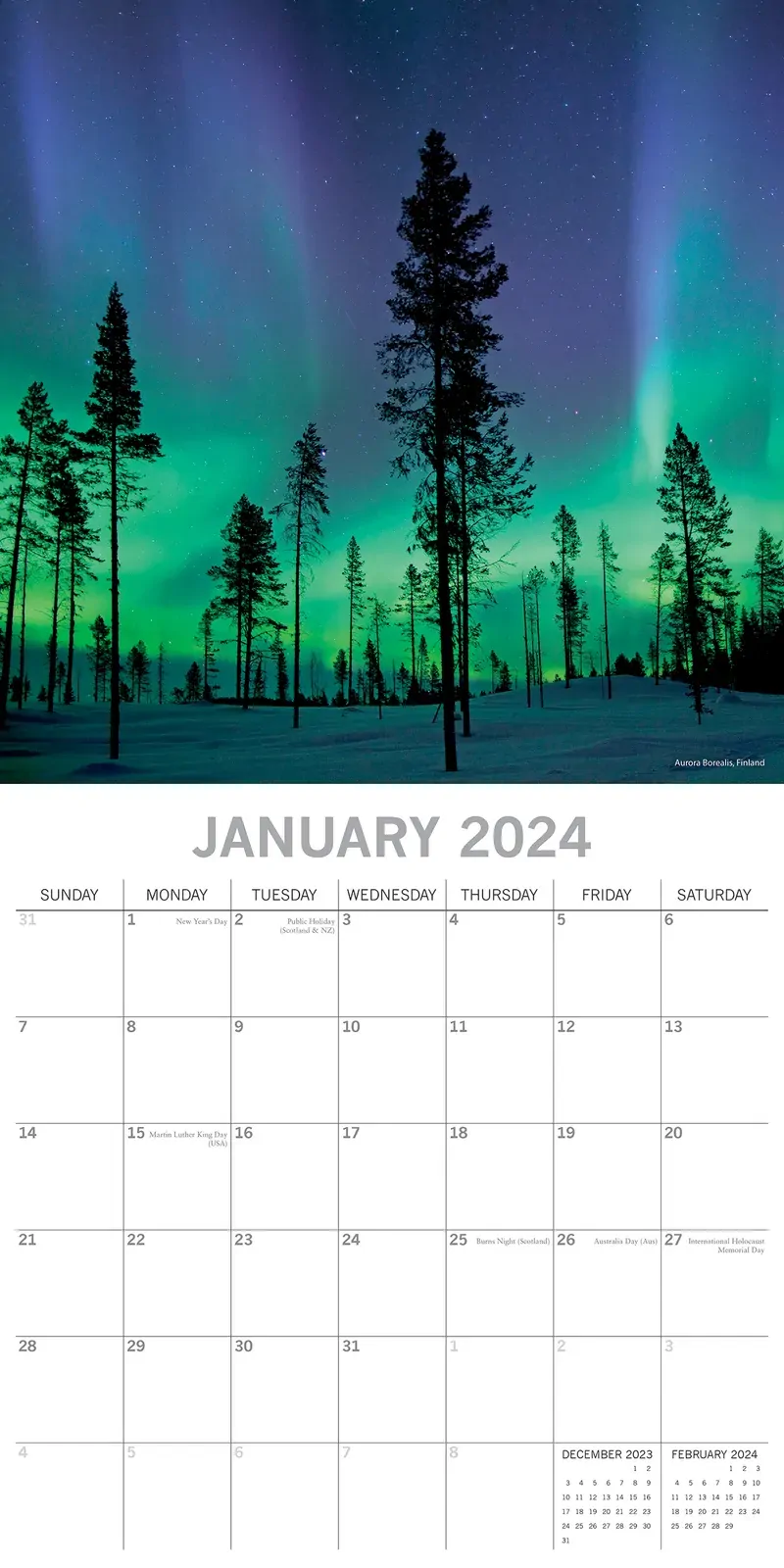 Natural Wonders - 2024 Square Wall Calendar 16 Months Planner Xmas New Year Gift Price